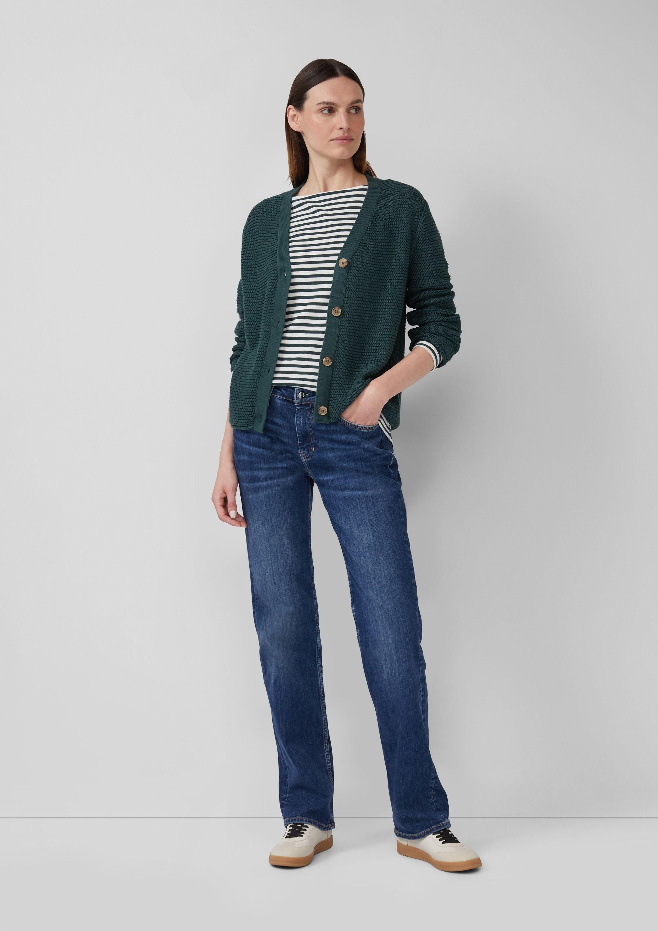 s.Oliver Langarmshirt T-Shirt Gestreiftes Langarmshirt aus Flammgarn mit U-Boot-Ausschnitt