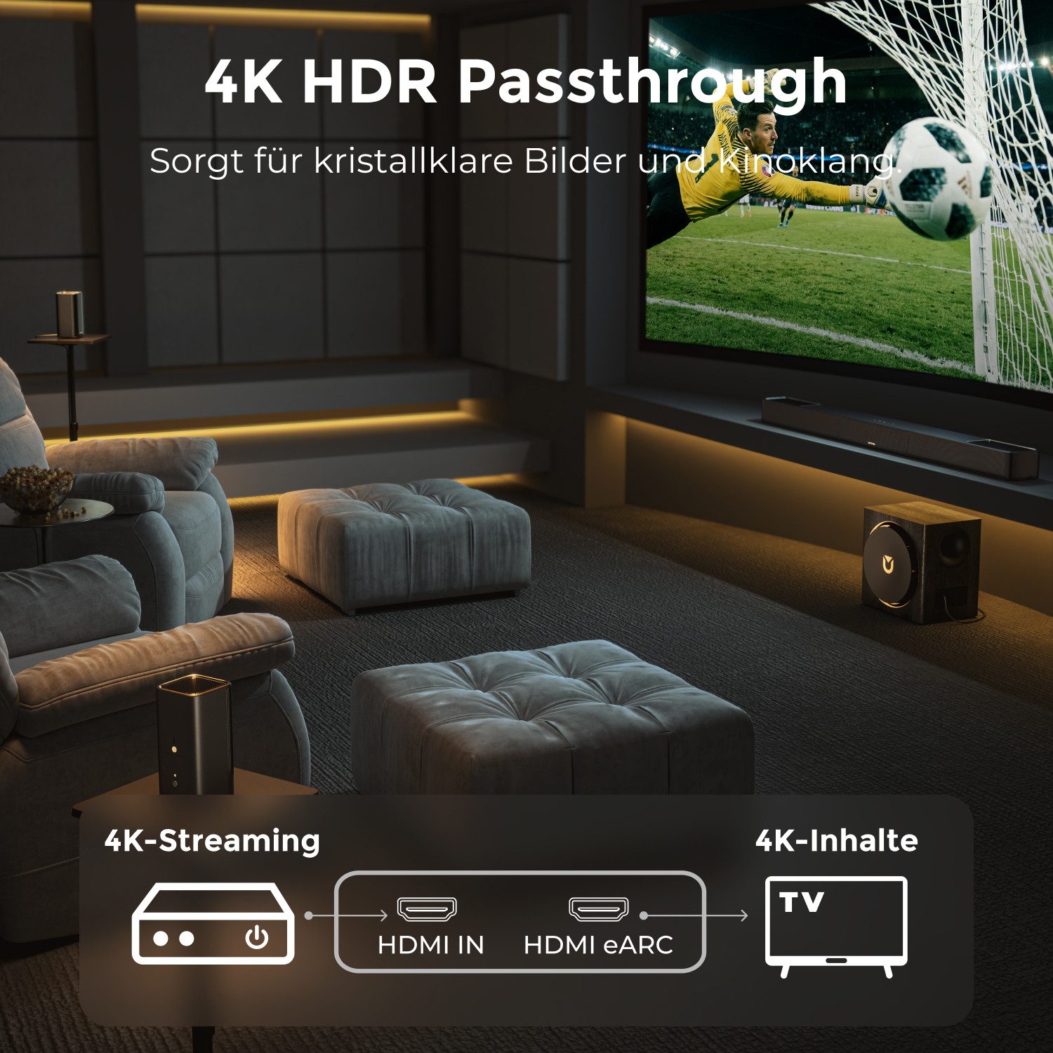 Ultimea Skywave X60 Soundbar 7.1.4-Kanal Dolby Atmos (surround sound system, 840 W, 360° SurroundX Audio, 8'' Subwoofer, heimkino soundsystem)