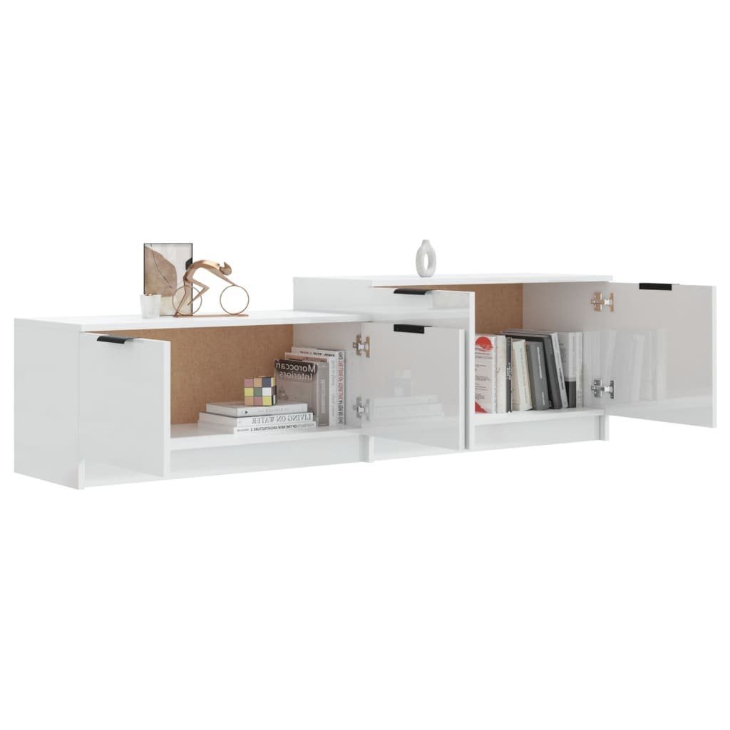 vidaXL TV-Schrank 158,5x36x45 Lowboard Hochglanz-Weiß TV-Schrank cm Fernse Holzwerkstoff