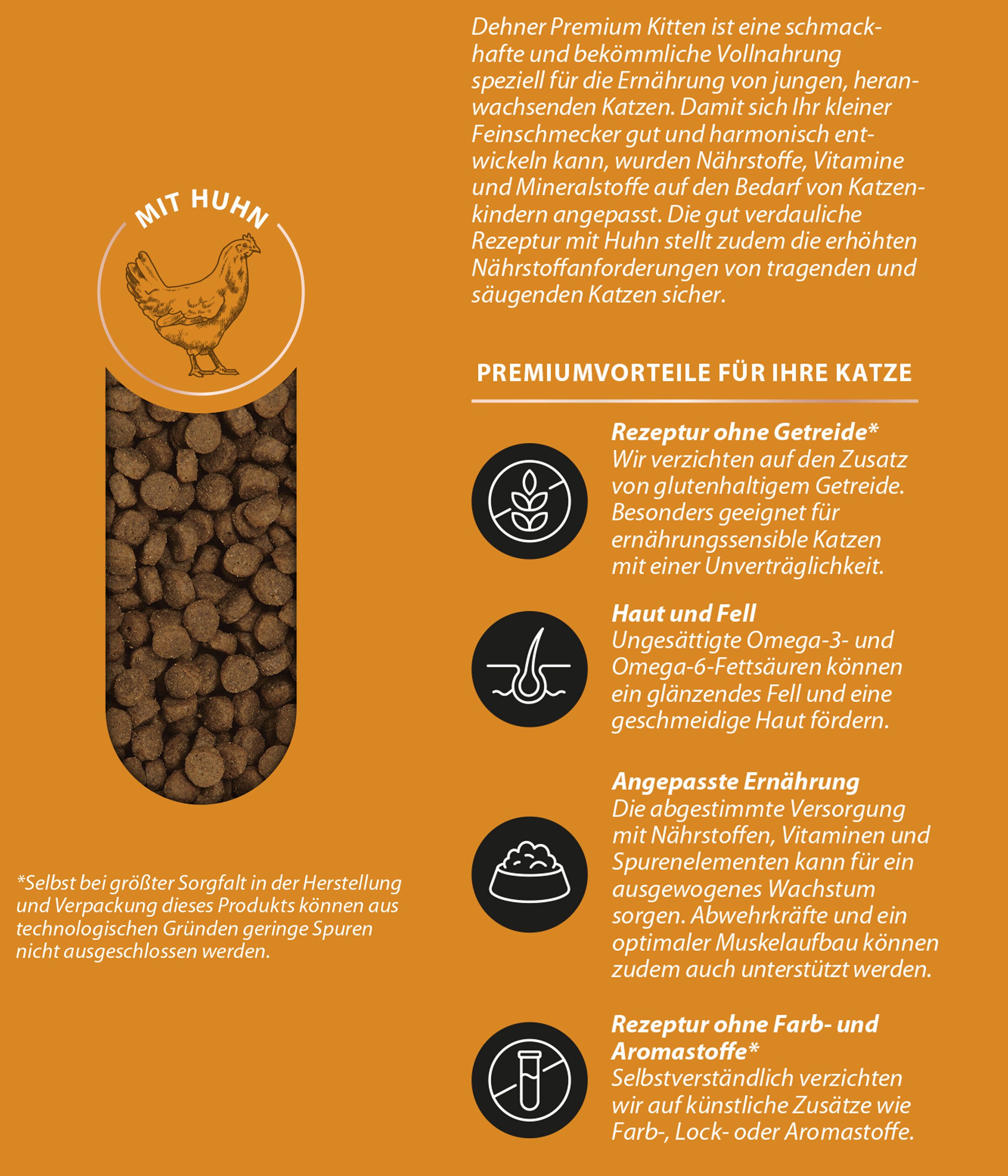 Dehner Katzenfutter, Trockenfutter Allergiker, Kitten, Huhn Huhn, Trockenfutter für: Katze