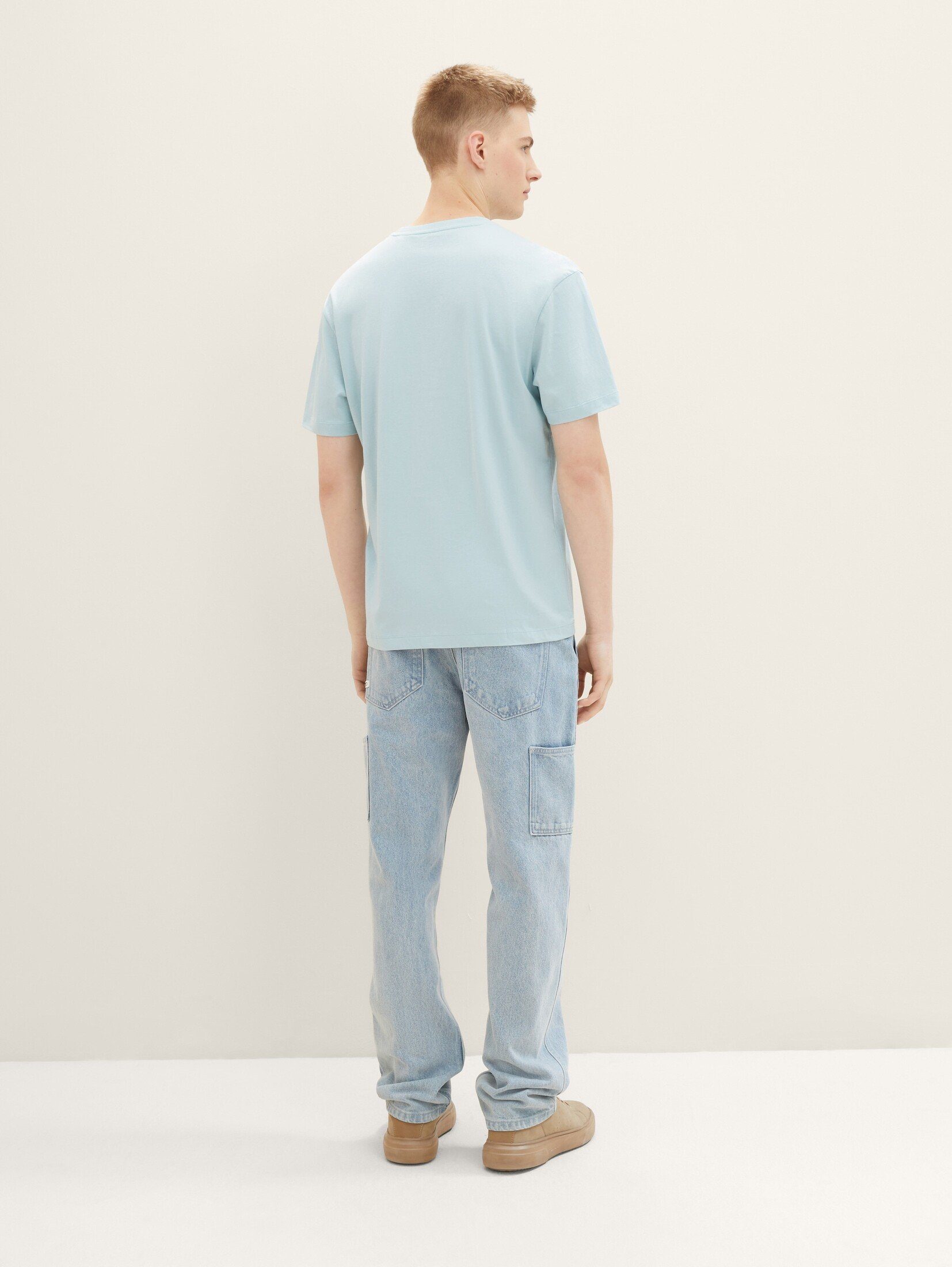 TOM TAILOR Denim T-Shirt T-Shirt dusty mint Bio-Baumwolle blue mit