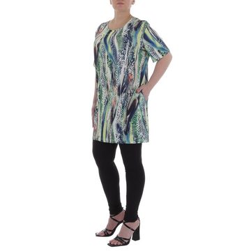 Ital-Design Tunikashirt Damen Freizeit Animal Print Top & Shirt in Grün