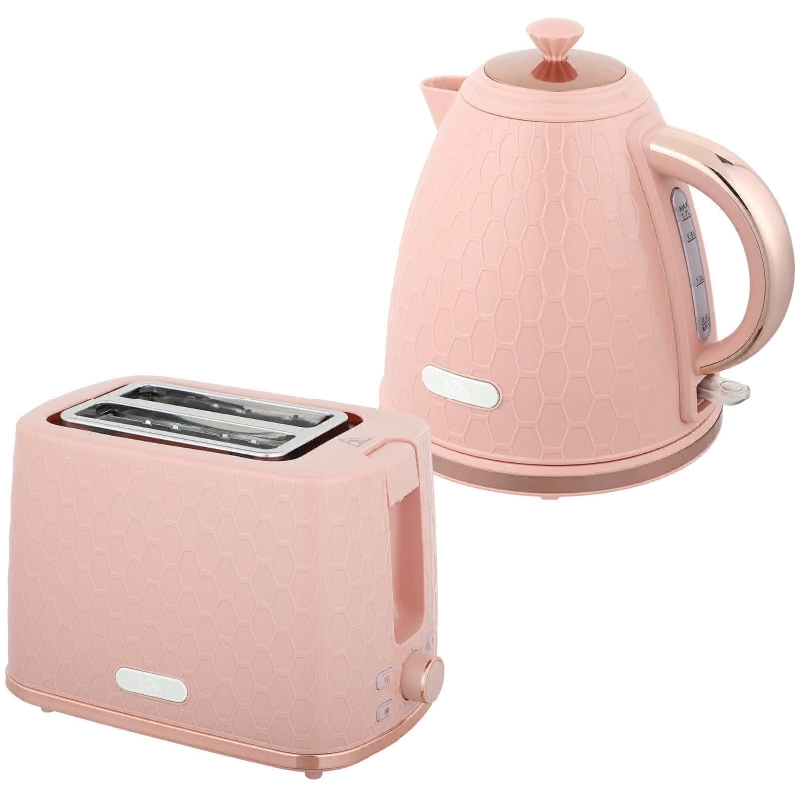 FELIXLEO Frühstücks-Set Wasserkocher Toaster Set 1,7L 2200W 2 Scheiben Krümelschublade Rosa (1-tlg)