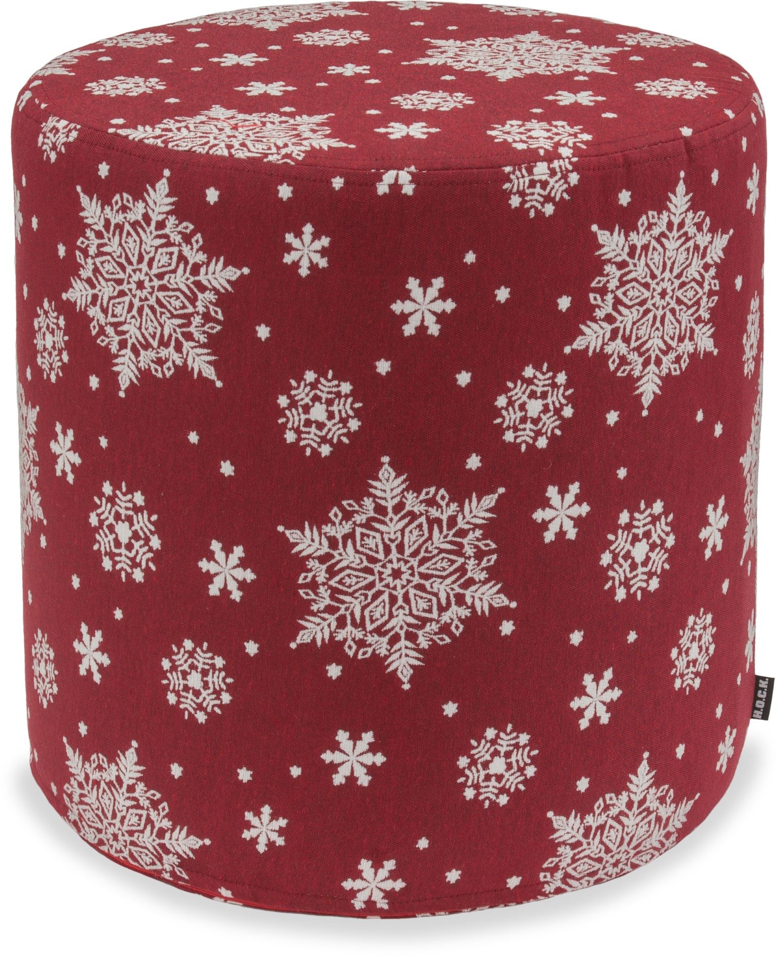 H.O.C.K. Кубик для сиденья H.O.C.K. Snow Flakes Табуретки rund ø45x45cm dunkelrot Schneeflöckchen, Weihnachtshocker, Runder Табуретки, Стулья, Gemütlich, stilvoll