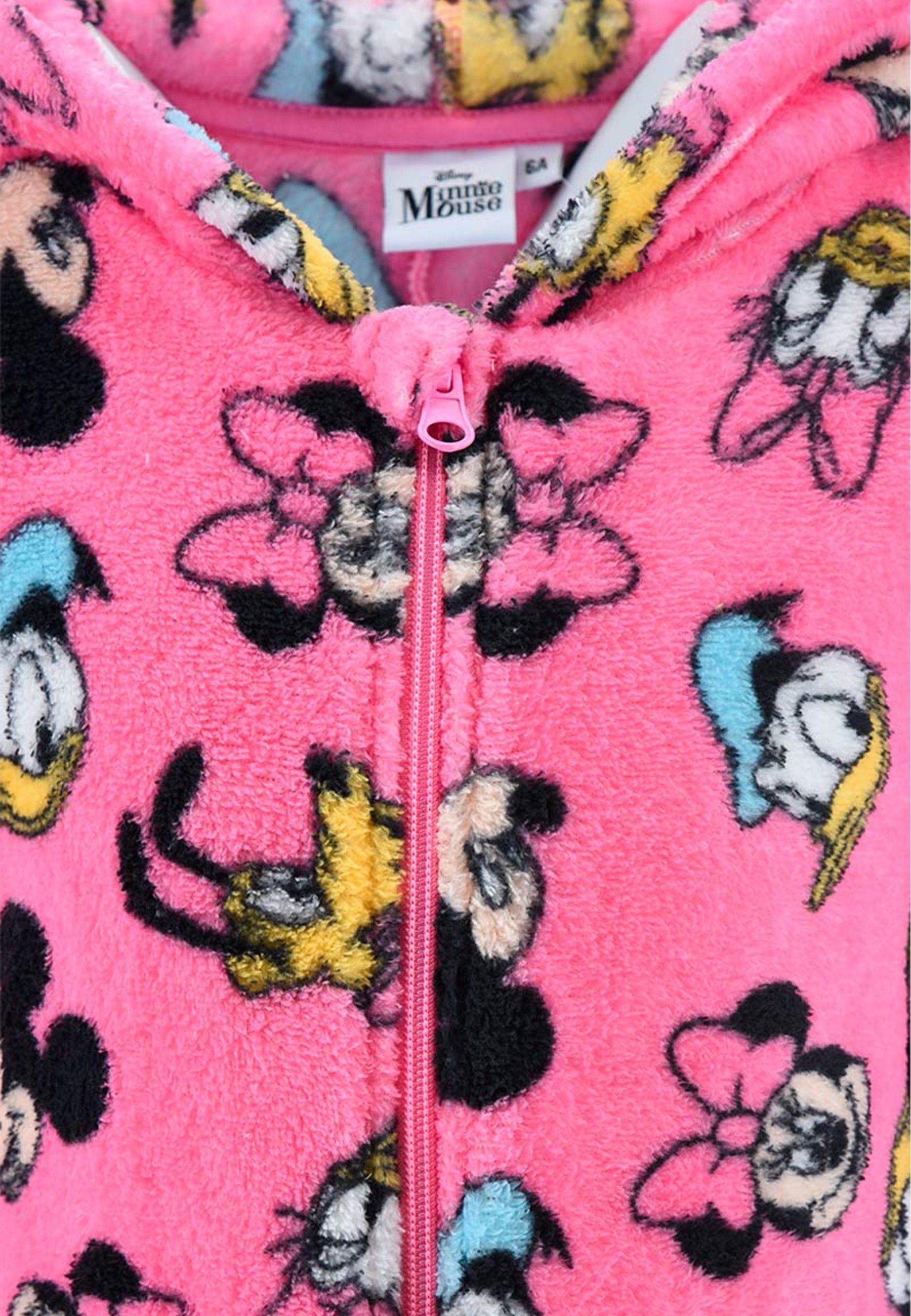 Minnie Mädchen Disney Mouse Nachtwäsche Schlaf langarm Pink Overall Schlafanzug Pyjama