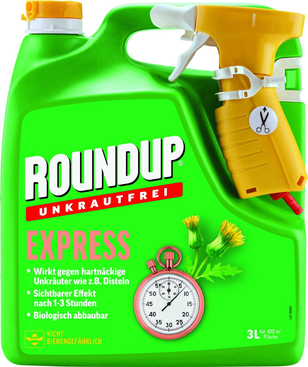 ROUNDUP Unkrautbekämpfungsmittel Roundup Unkrautfrei Express Sprühflasche 3 L