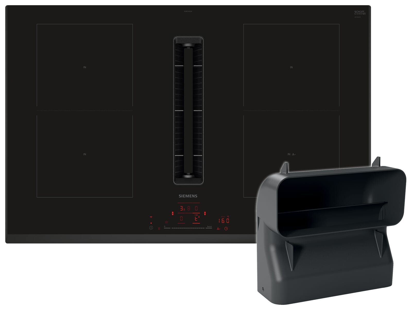 SIEMENS Kochfeld mit Dunstabzug ED851HGA6, Powerboost-Funktion, Timer, TouchControl-Bedienung