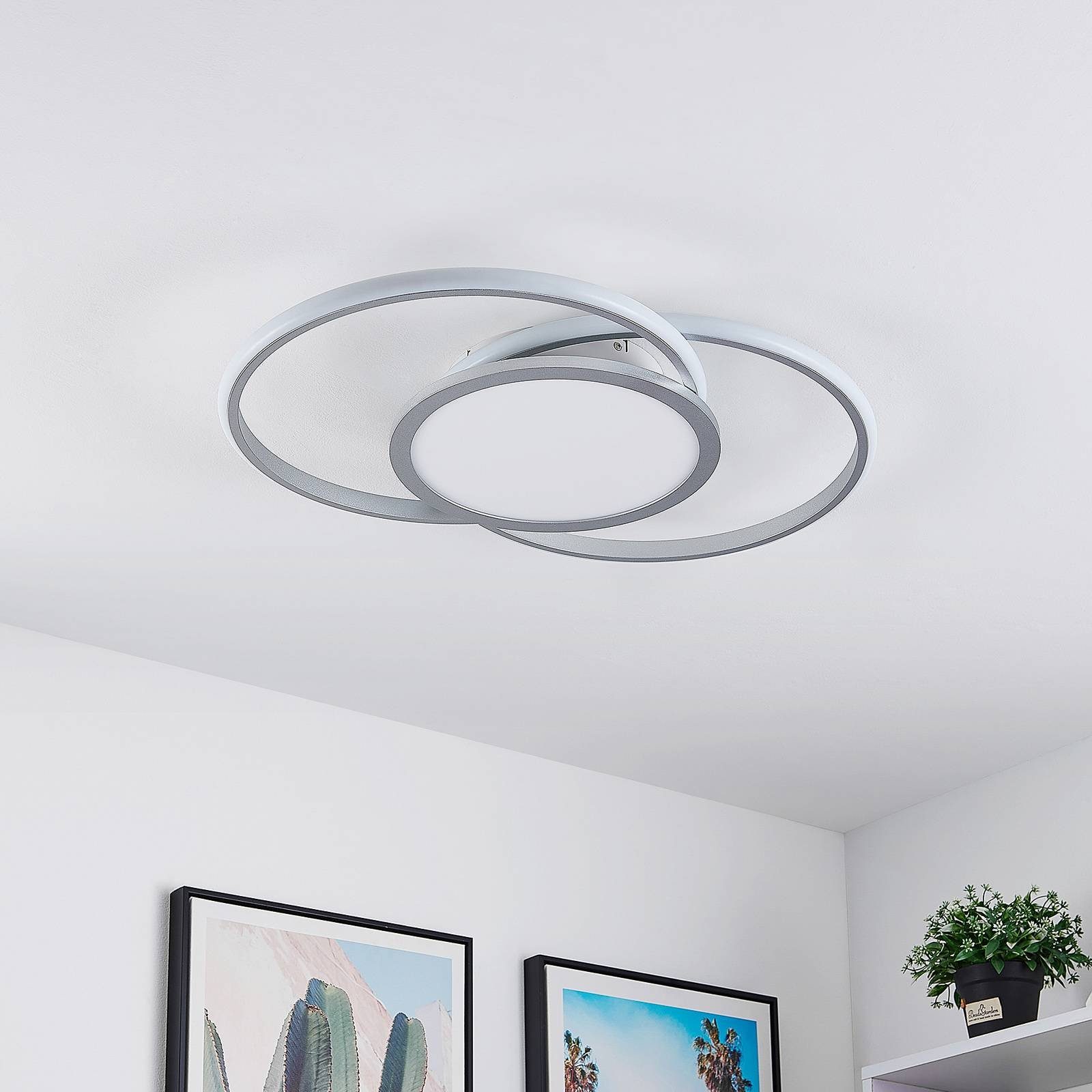 Lucande Deckenleuchten Senne, LED, Metall, Alu warmweiß IP20, LED 30 W gesamt, warmweiß