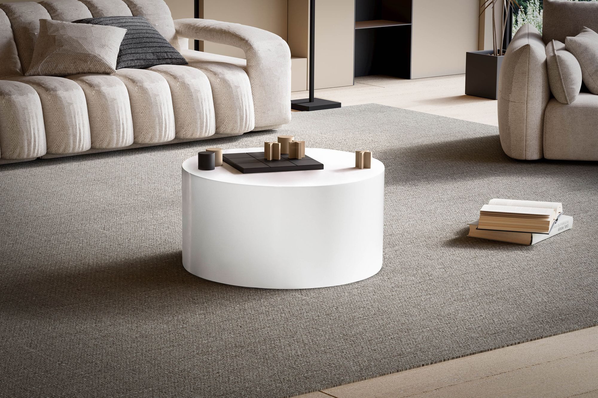 FINEBUY Couchtisch FB100047 Sofatisch MONOBLOC Weiß Hochglanz 60cm Wohnzimmertisch Rund (MONOBLOC 60x60x30 cm MDF Hochglanz Wohnzimmertisch), Sofatisch Weiß, Kaffeetisch Klein Rund