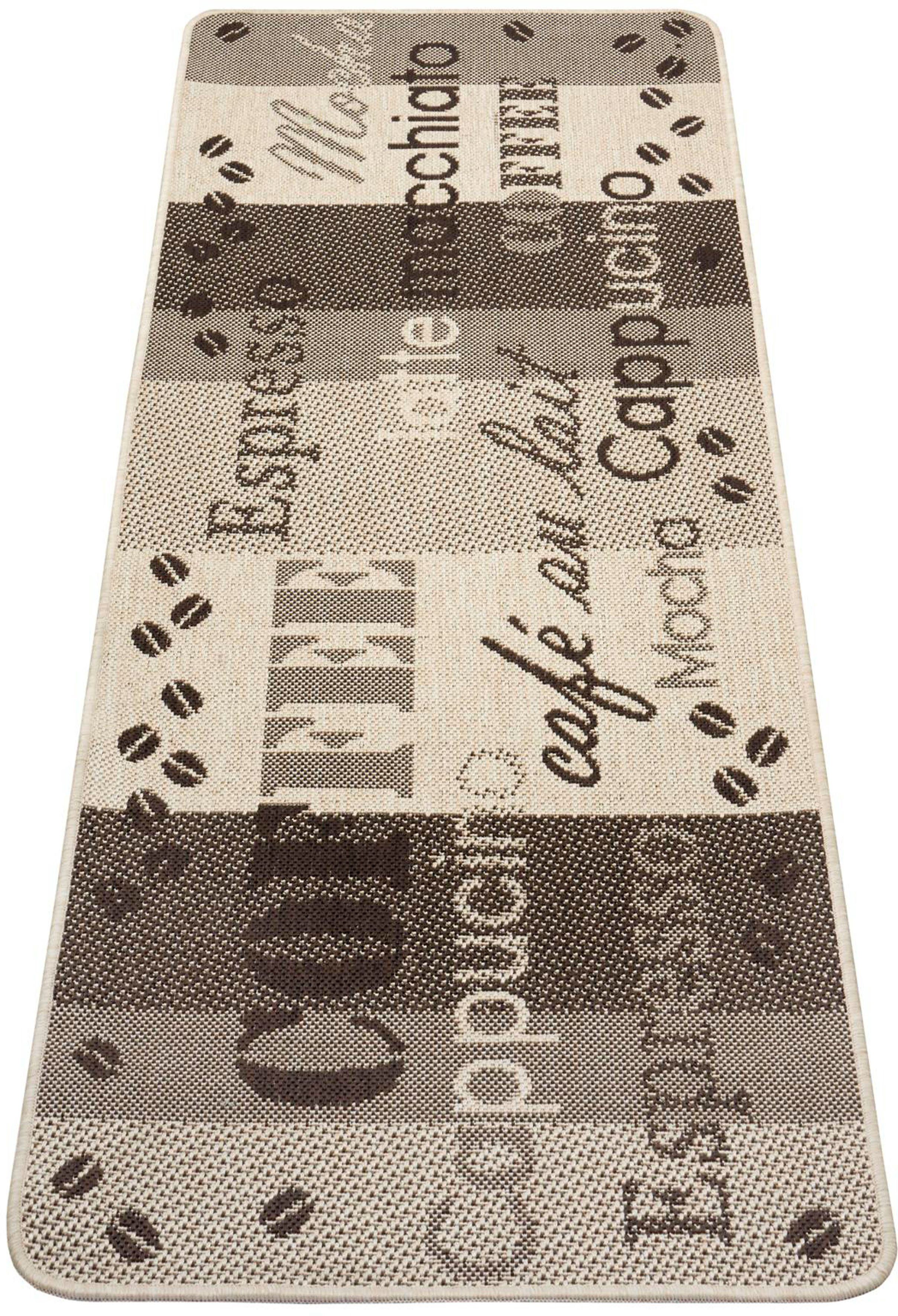 HANSE Teppich, Küchenteppich, taupe/braun/creme mm, Selection, Rutschfest, Läufer Höhe: Küche, Küchenläufer, rechteckig, 5 Coffee Home, Pflegeleicht