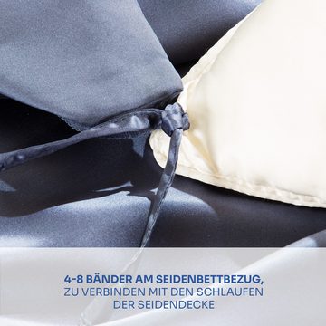Bettbezug Seiden-Bettbezug aus Maulbeerseide, Blue & White, orignee, hypoallergen und schlaffördernd