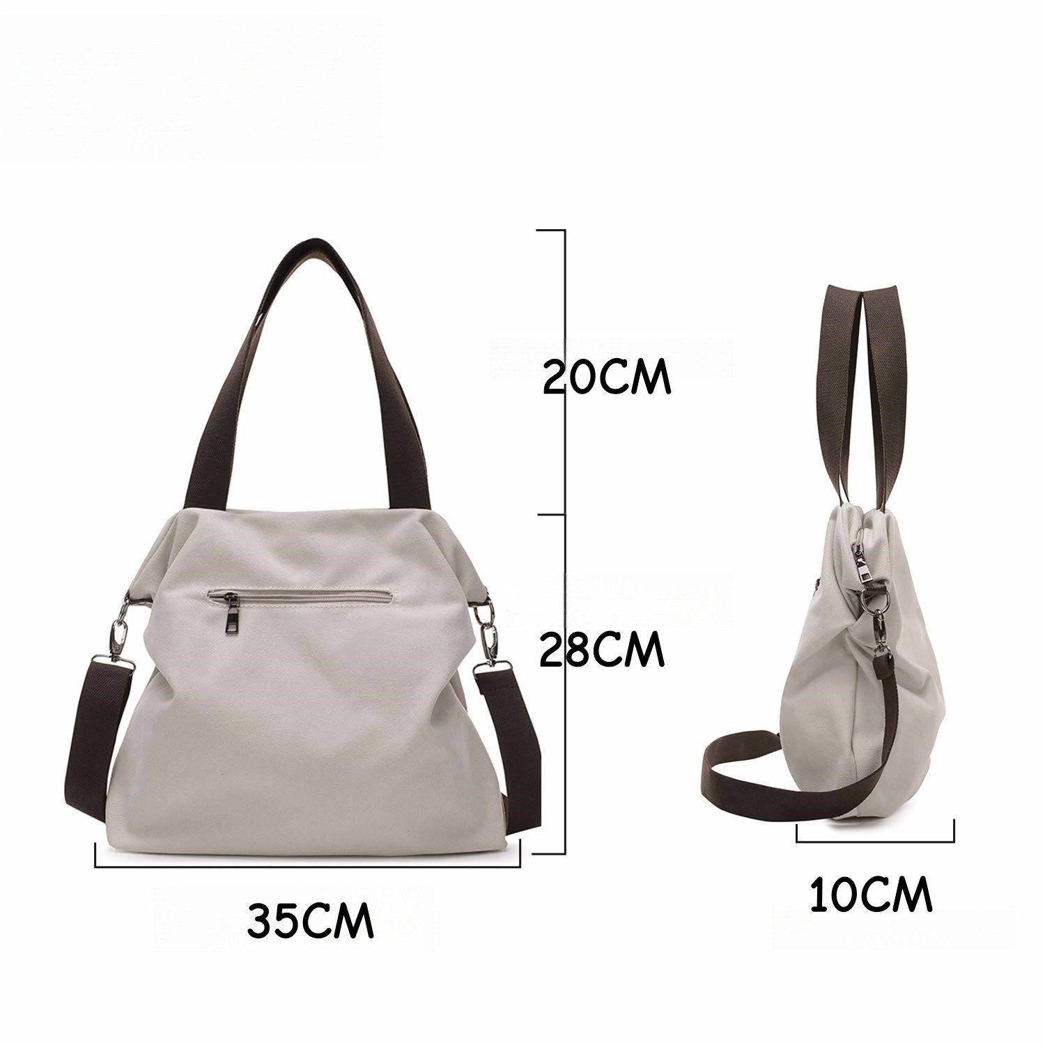 nsihing Schultertasche Damen Groß Canvas Handtasche Casual Multifunktionale Umhängetaschen, für Arbeit Schule Shopper Lässige täglich – Bild 2 von 5