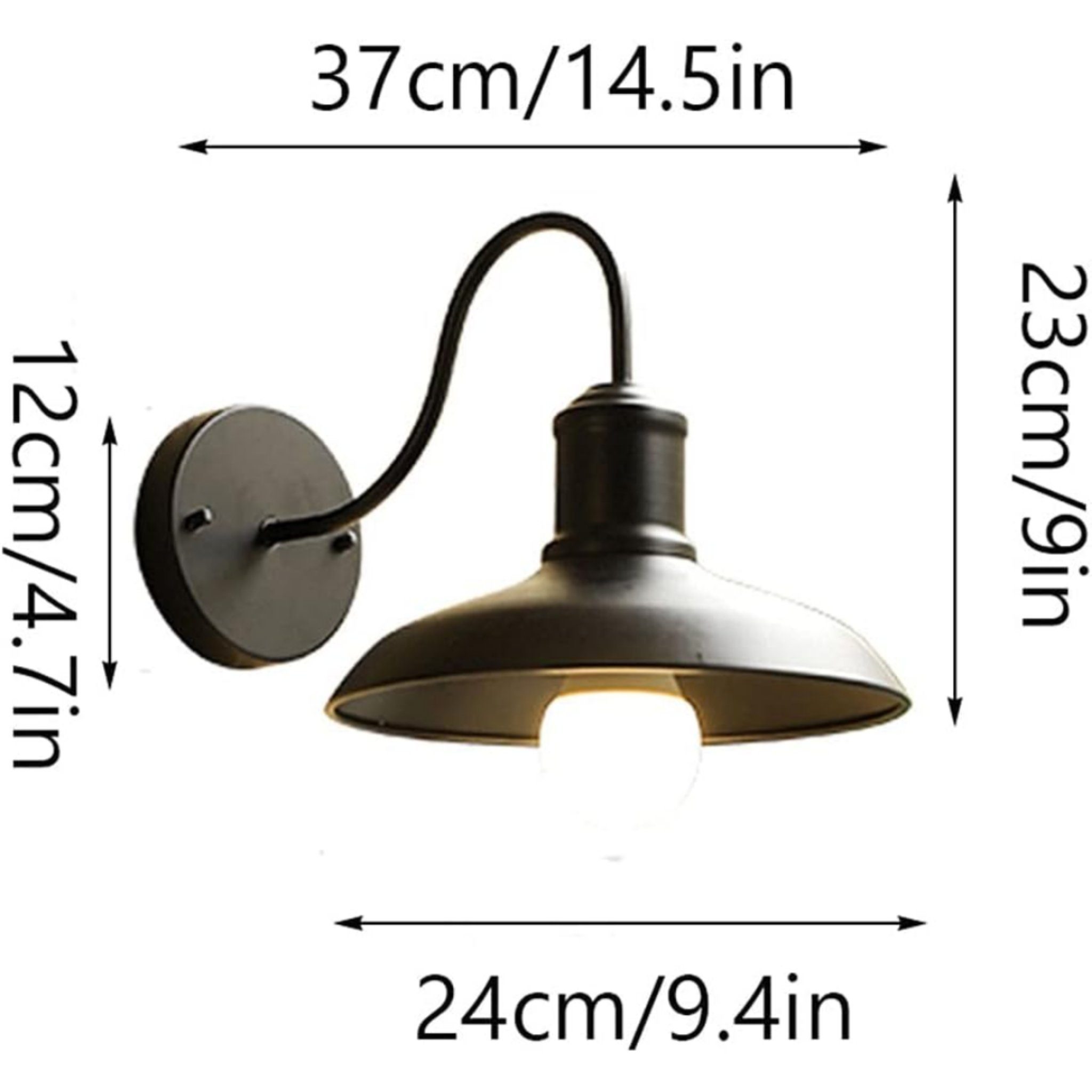 DOPWii Außen-Wandleuchte Wandlampe,keine Wandleuchte,2er ohne wasserdichte Glühbirne,24cm/29cm, Leuchtmittel Außen