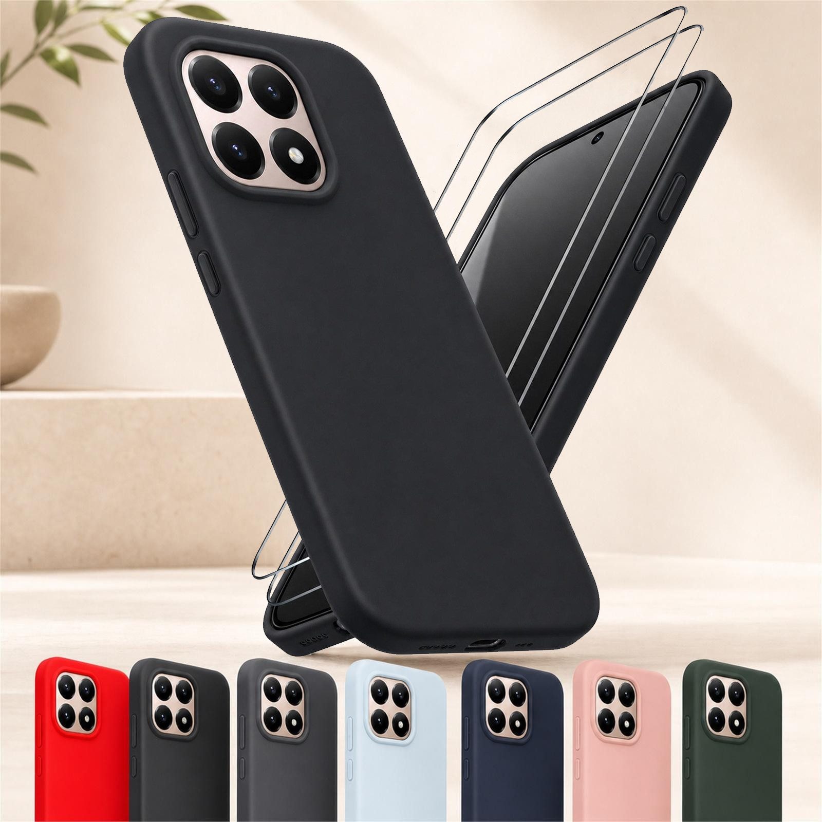 CoolGadget Handyhülle Silikon Pro Schutzhülle inkl. 2x Glas Display Schutzfolie, weiches Innenfutter Cover für Xiaomi Redmi A7 Pro Schutz Tasche