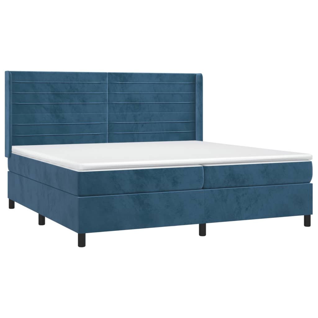 Bett Boxspringbett mit Matratze Dunkelblau 200x200 cm Samt