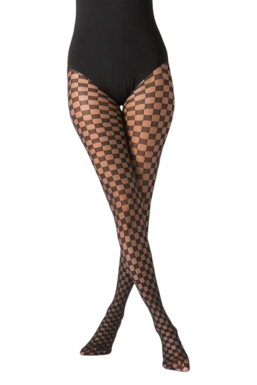 cofi1453 Feinstrümpfe Damen Strumpfhose mit Muster N.1507 Nero Frauen schwarz