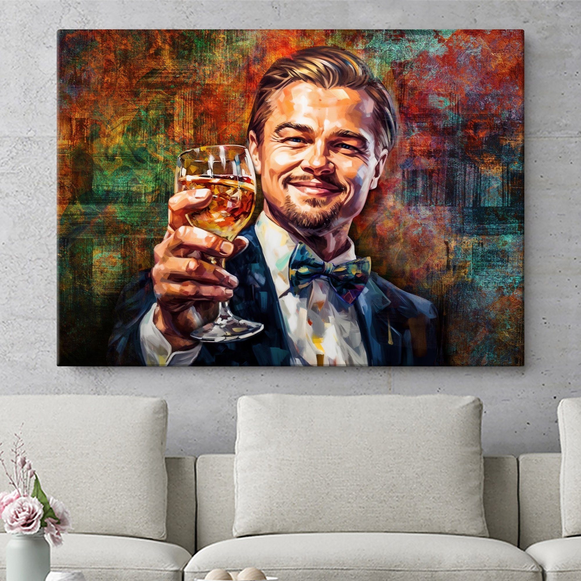 Artmazing Leinwandbild Cheers!, XXL Leinwand 120x80, Poster & Kunstdrucke, Celebrities, Leonardo Champagner
