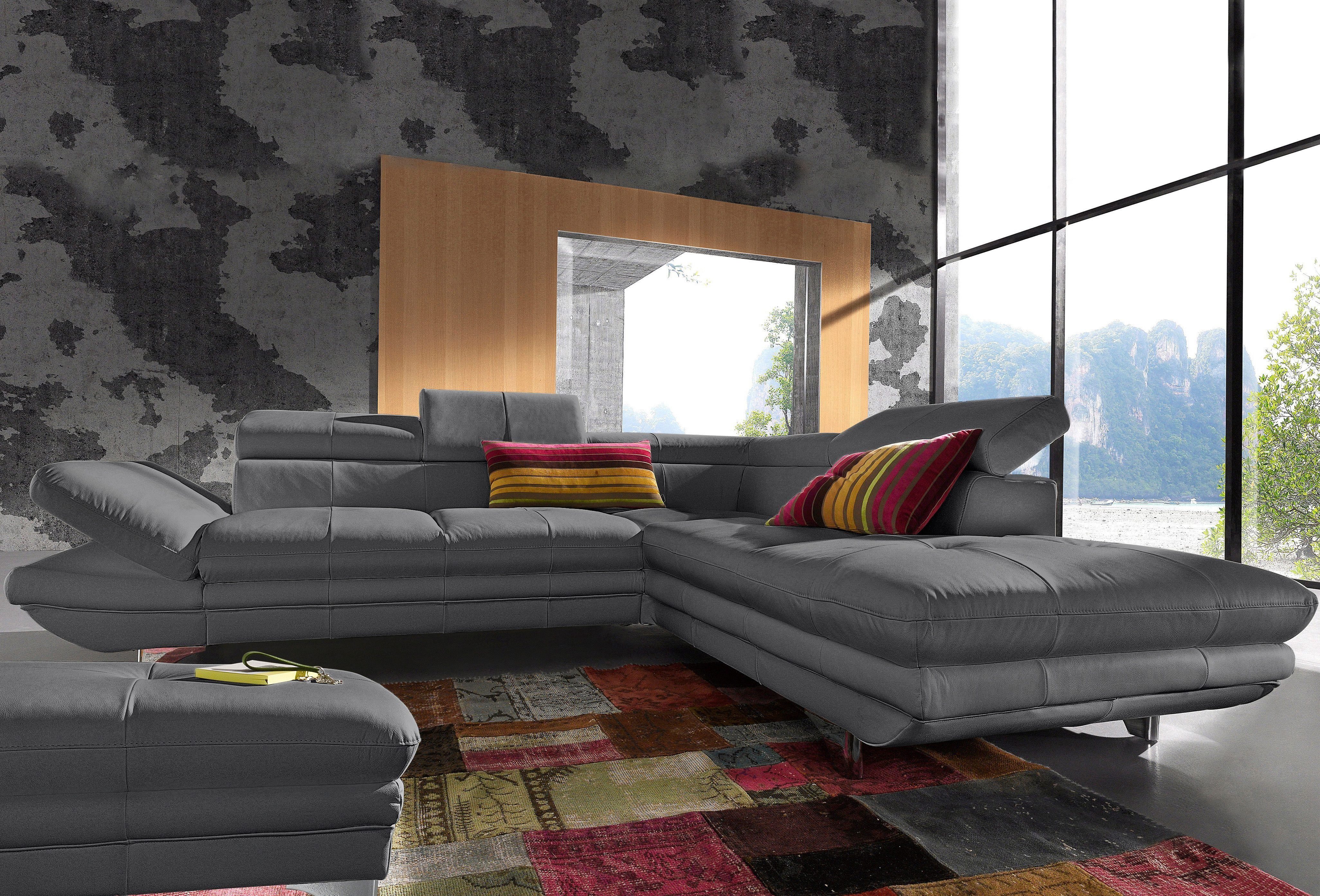 COTTA Polstergarnitur Enterprise L-Form, (Set), Set bestehend aus: Ecksofa mit Arm- & Kopfteilverstellung & Hocker