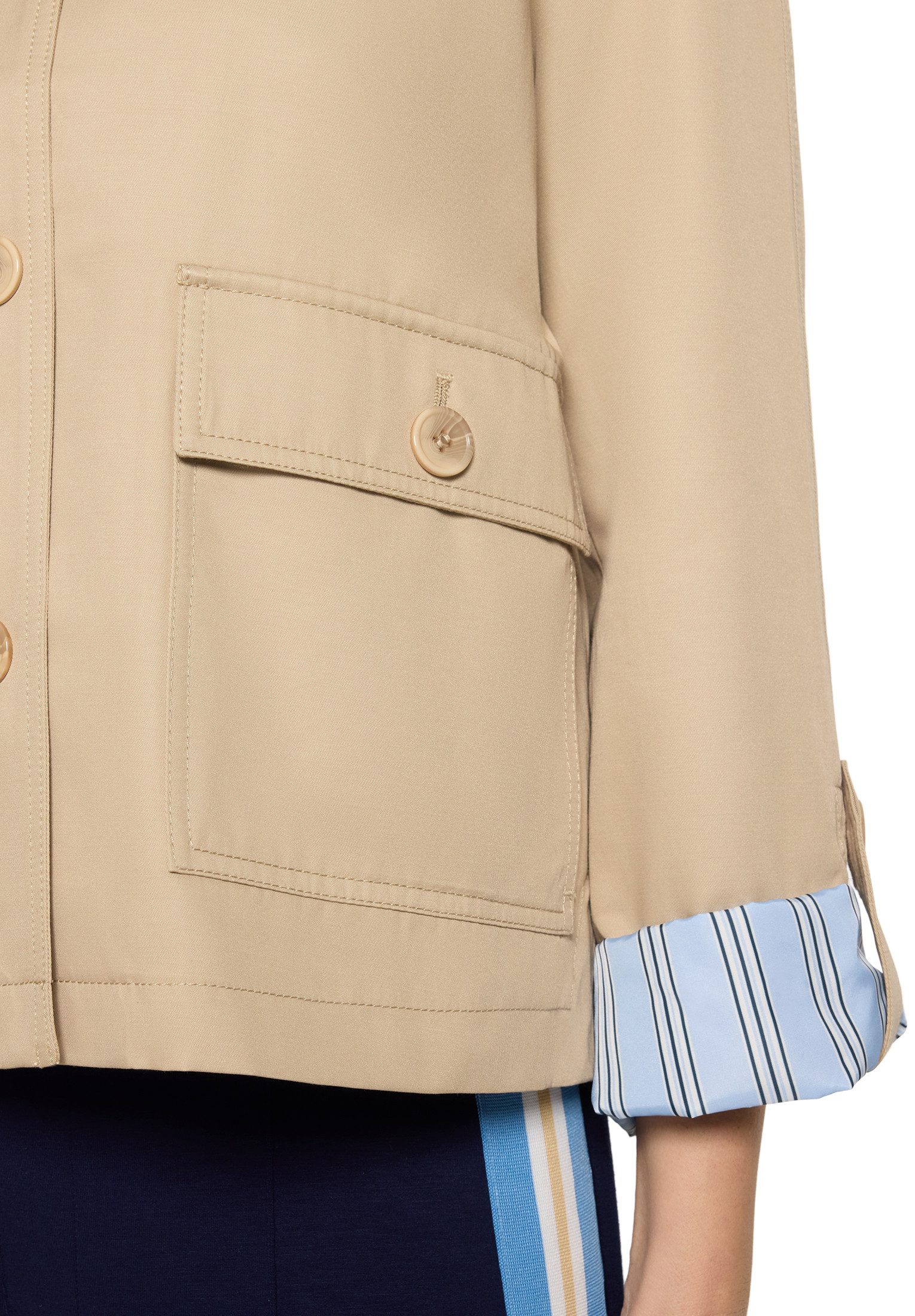 Cartoon Canvasjacke Damen mit aufgesetzten Taschen