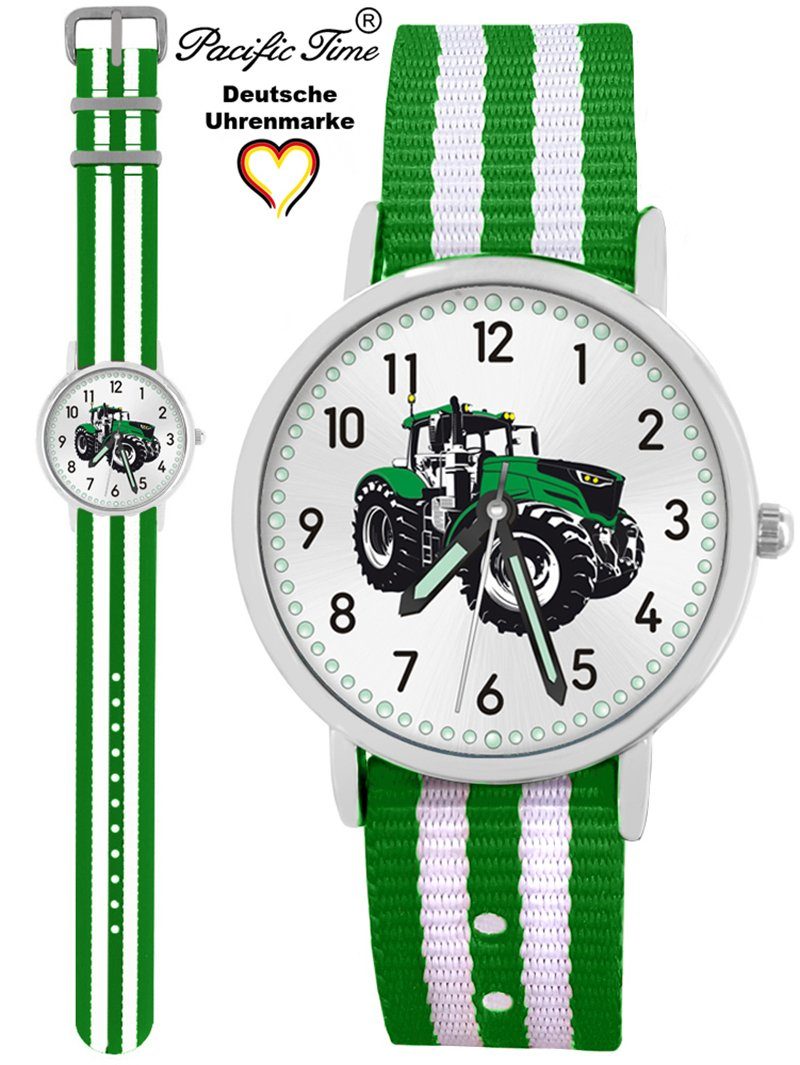 Pacific Time Quarzuhr Gratis Design grün grün und Traktor Versand Mix Kinder Wechselarmband, Armbanduhr Match weiss 