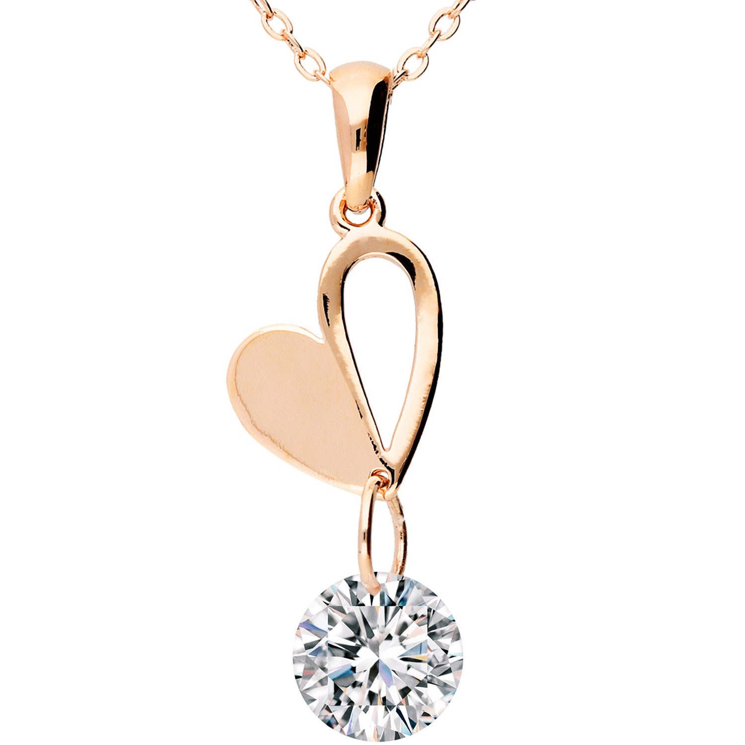 LÖB Kette mit Anhänger Halskette Herz Zirkonia Stein Anhänger Kette Herzanh günstig online kaufen