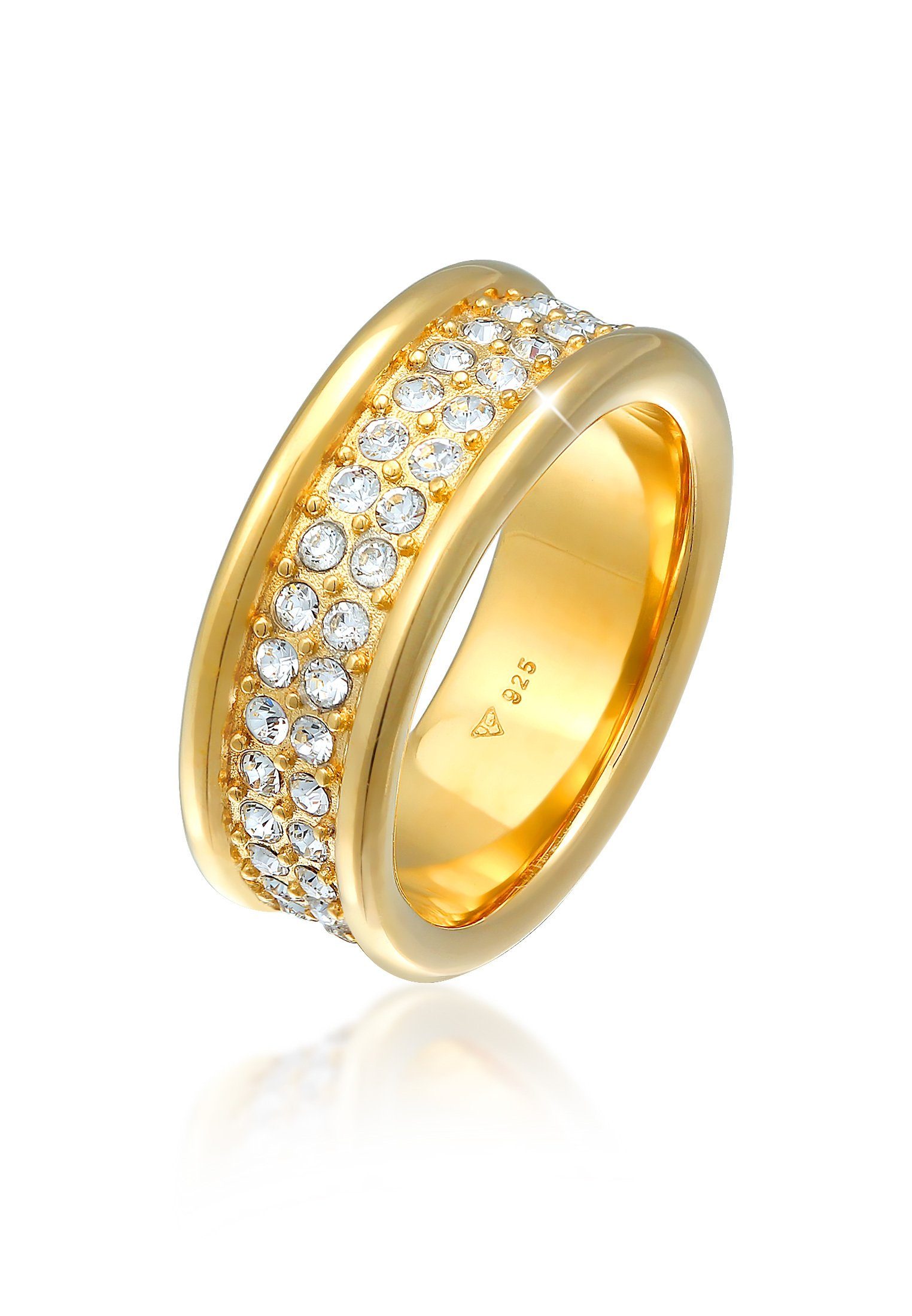 Elli Premium Fingerring Bandring Kristall Elegant 925 Silber Gold