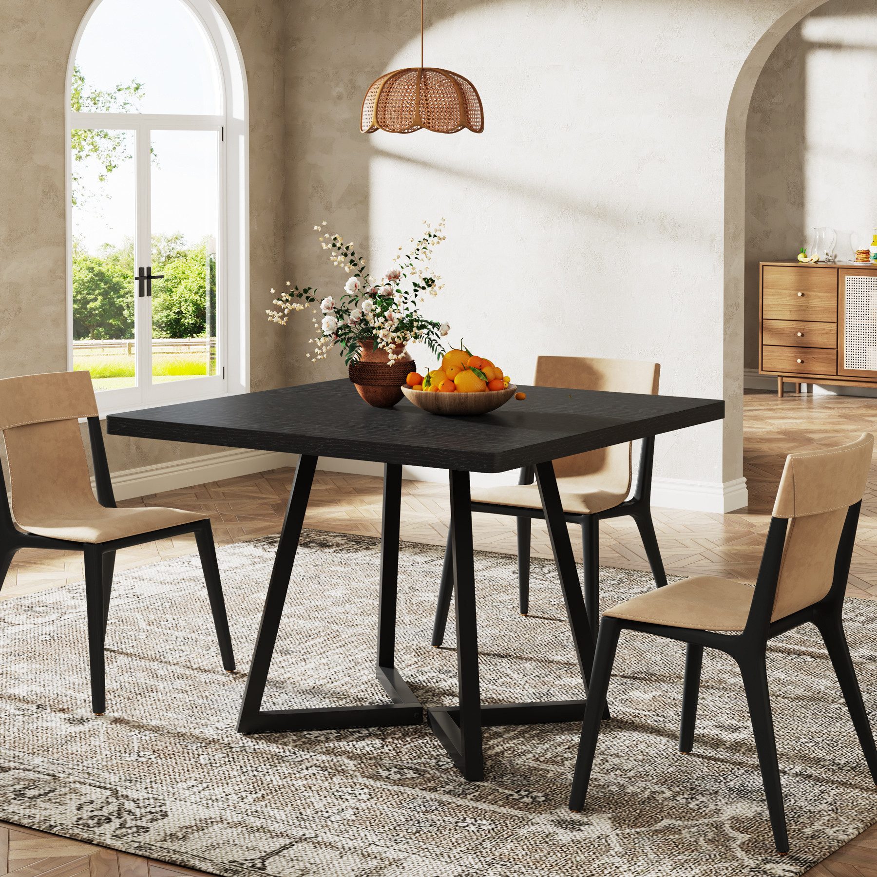 Tribesigns Esstisch küchentisch für 4 Personen, Braun 80 x 80 cm – Bild 3 von 5