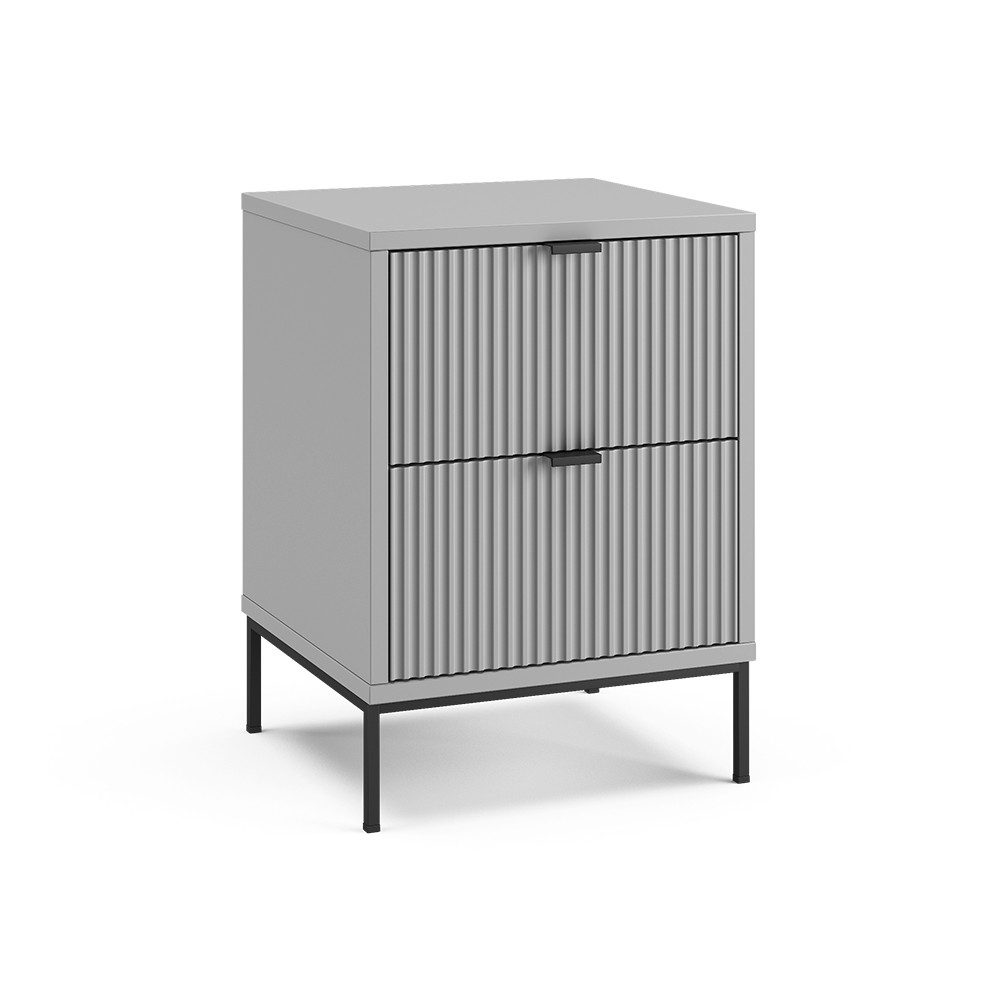 Vicco Nachtschrank Eliza, Grau/Schwarz, 40 x 55.4 cm mit 2 Schubladen (1-St)