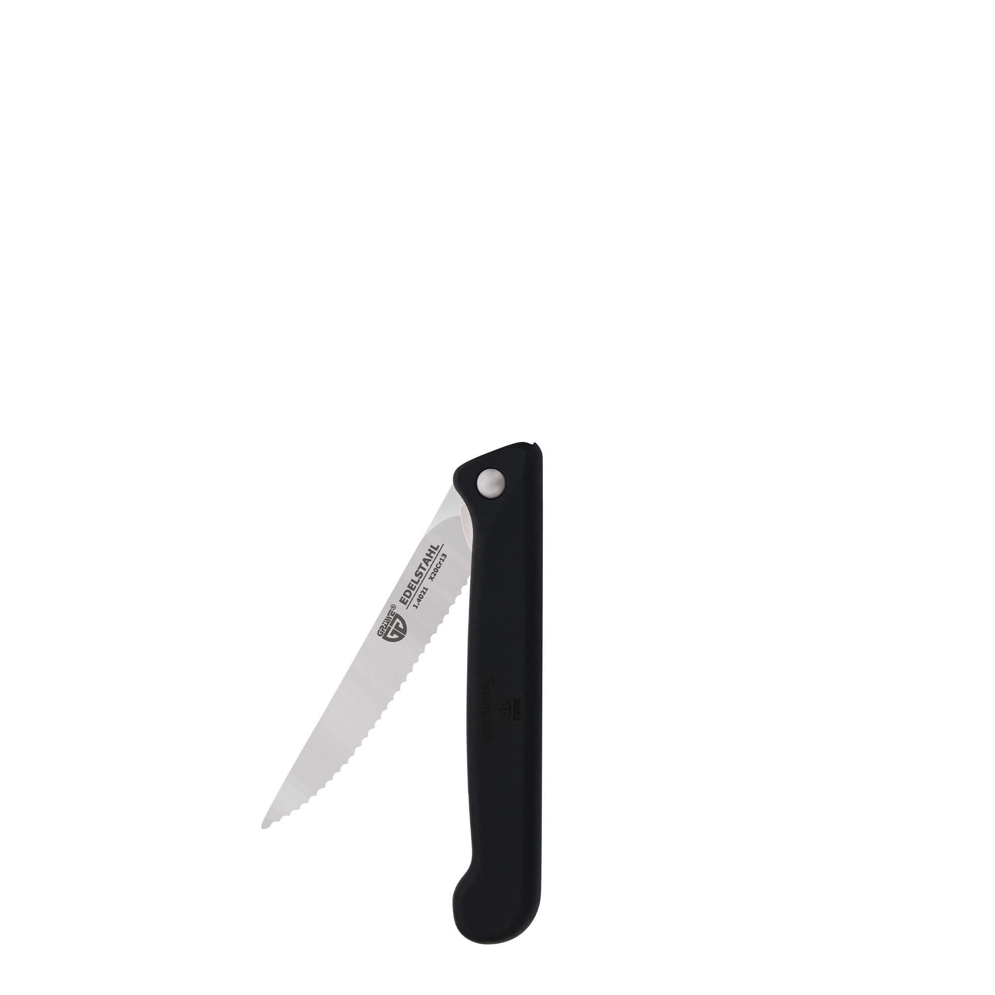 GRÄWE Steakmesser Klappmesser mit Steakklinge, schwarz, mit Etui