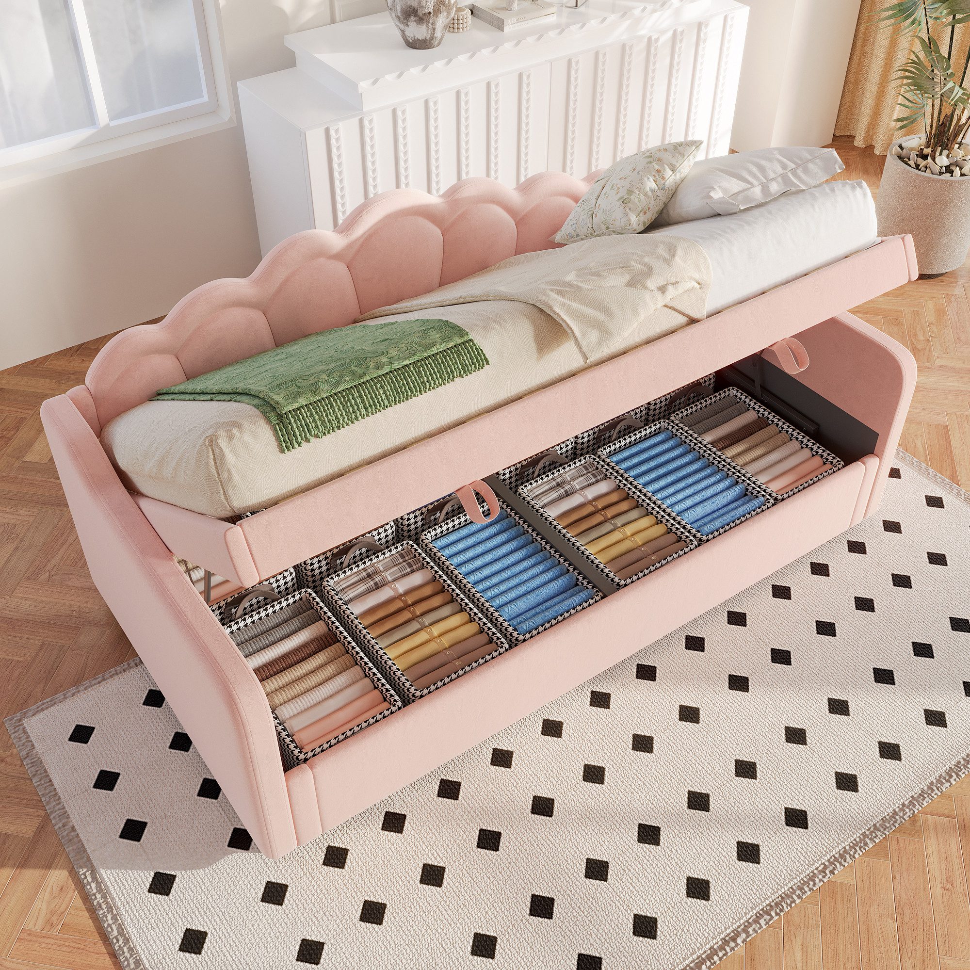 TavilaEcon Boxspringbett Schlafsofa, Hydraulisch Bett mit Stauraum, ohne Ma günstig online kaufen