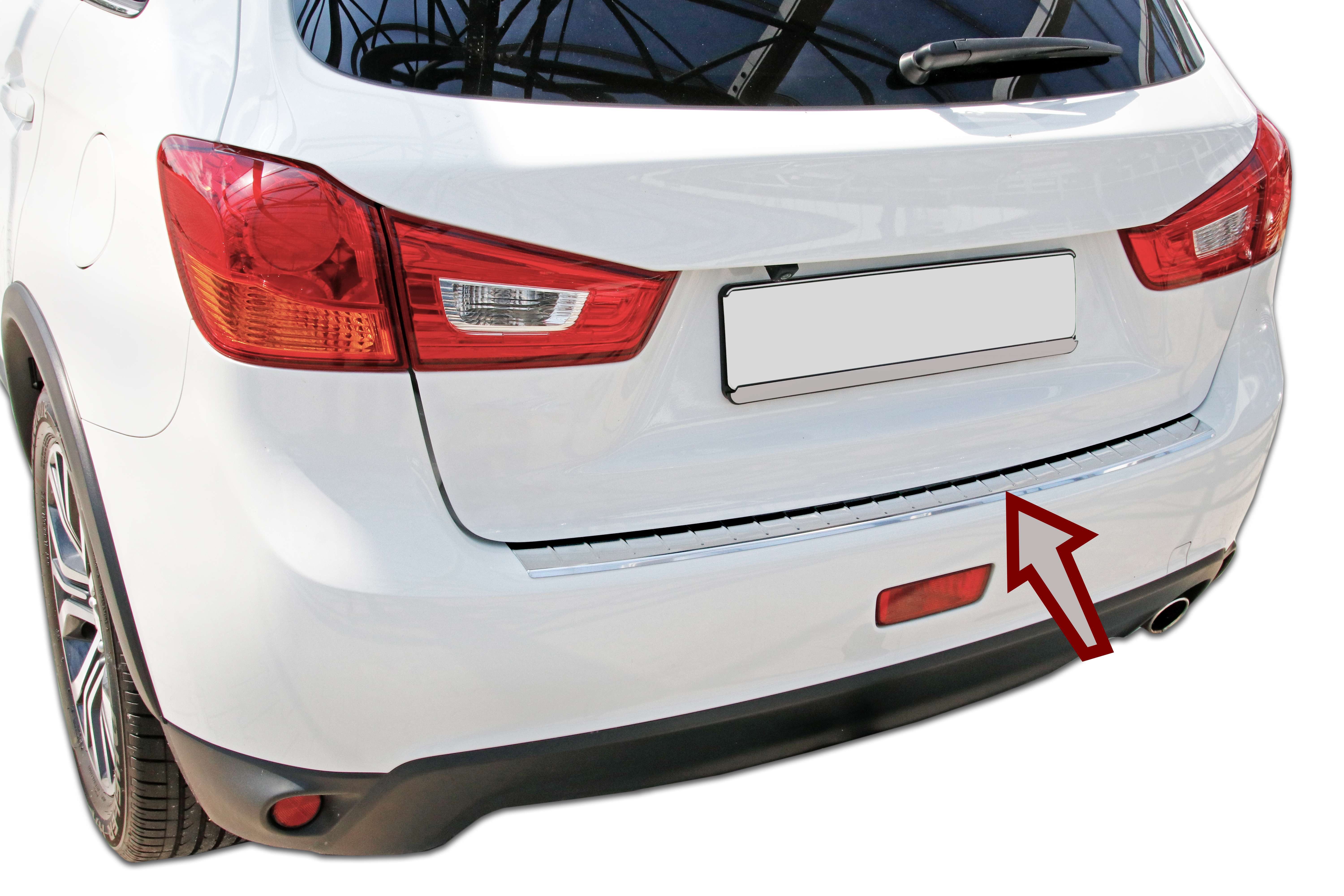 RECAMBO Ladekantenschutz für MITSUBISHI ASX, 2010-2019 Stoßstangenschutz, V2A rostfrei, Exklusive Optik, praktischer Schutz & perfekte Passform