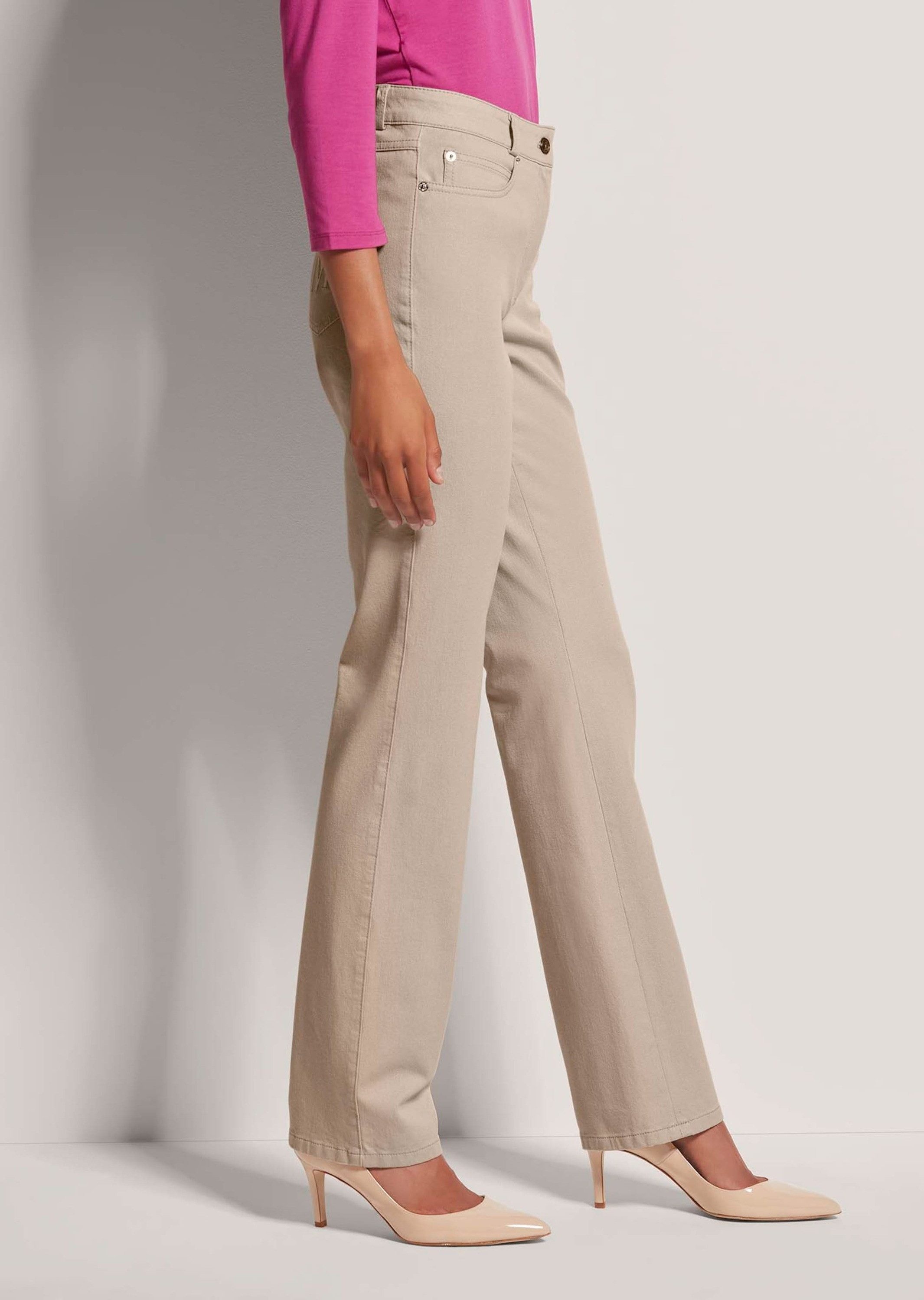 MADELEINE Gerade Jeans Schmale Jeans im Five-Pocket-Style Basichose mit Formbund, Gürtelschlaufen und Knöchellang