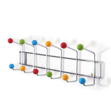 DESIGN DELIGHTS Wandgarderobe Garderobenleiste COLOUR BALL SILBER farbenfrohe Wandgarderobe 12Kugeln