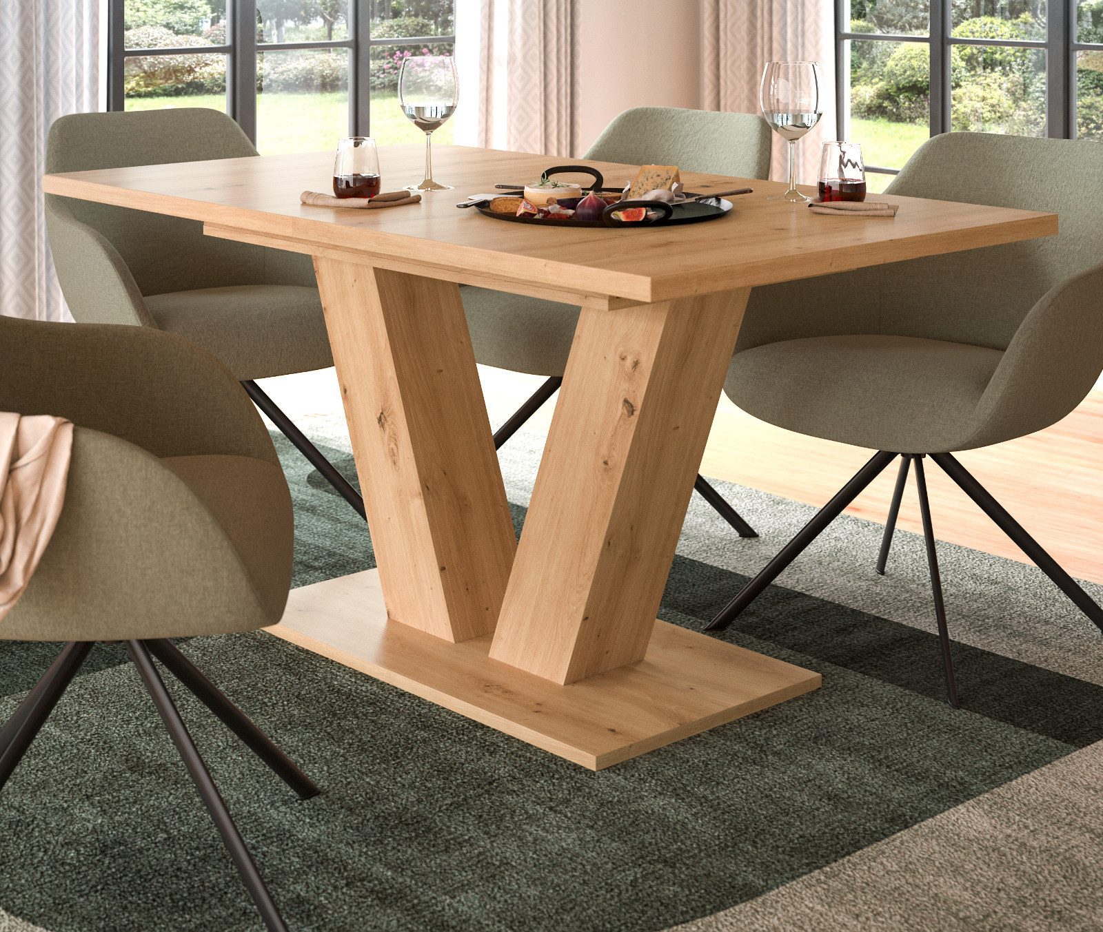 Inn.Furn Esstisch Home-X (Esszimmer Tisch in Eiche Artisan, ausziehbar, 150 günstig online kaufen