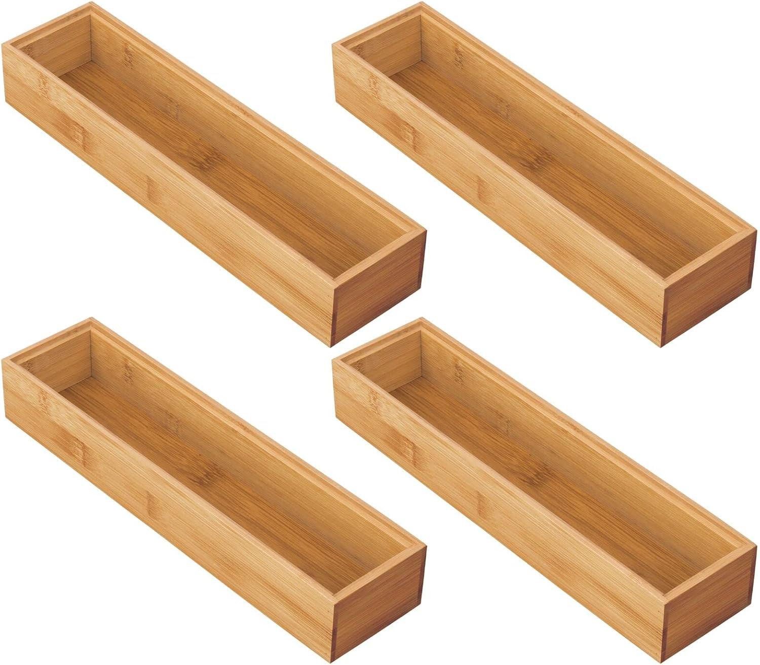 mDesign Aufbewahrungssystem mDesign Küchenschublade Organizer Schubladenbox Bambus stapelbar 4er