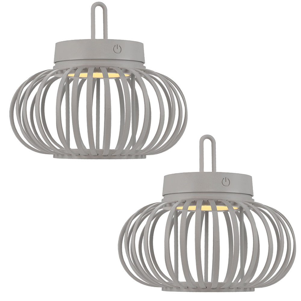 JUST LIGHT LED Außen-Tischleuchte, LED-Leuchtmittel fest verbaut, Warmweiß, 2x Tischlampe Pendelleuchte Außen Innen LED Touchdimmer sand D 25 cm