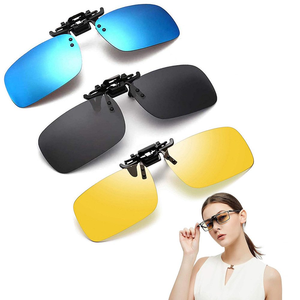 MOPUEA Sonnenbrille 3 St Polarisierte Sonnenbrillengläser Clip-on-Gläsern,mit UV400-Schutz (3-St)