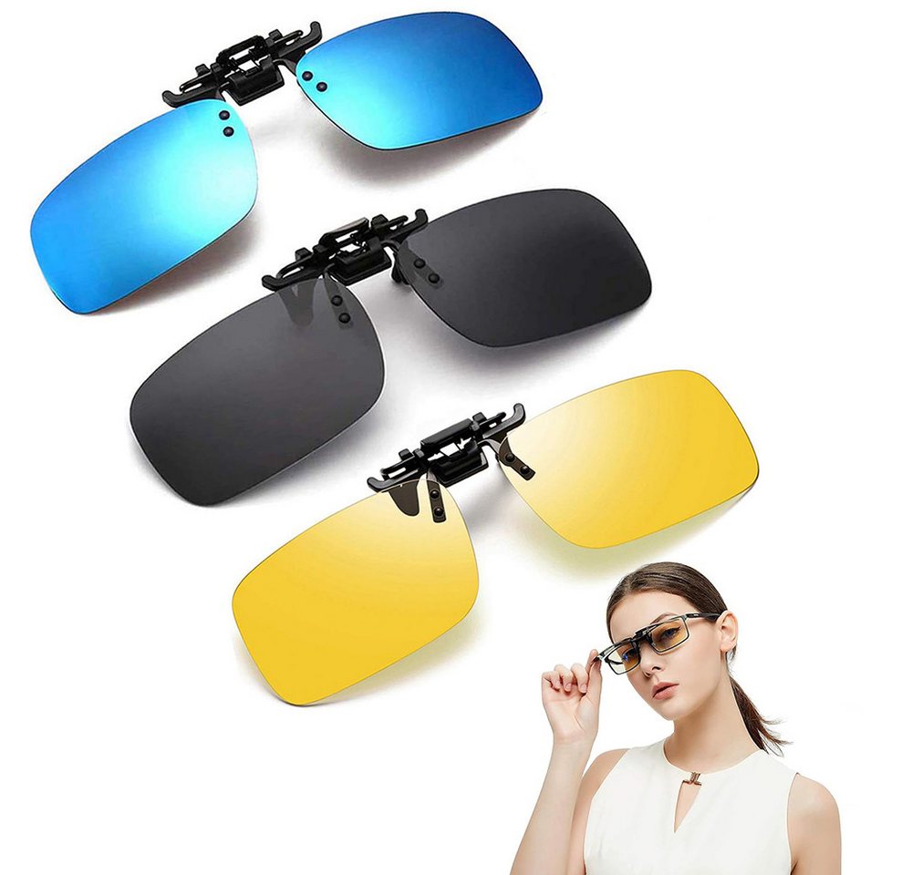MOPUEA Sonnenbrille 3 St Polarisierte Sonnenbrillengläser Clip-on-Gläsern,mit UV400-Schutz (3-St)