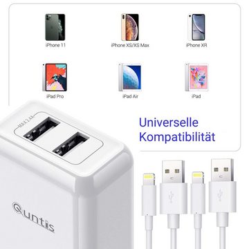 Elegear »12W 2 Port iPhone Ladegerät + 2er Pack 2m iPhone Ladekabel« USB-Ladegerät (MFi Zertifiziert] USB Netzteil)