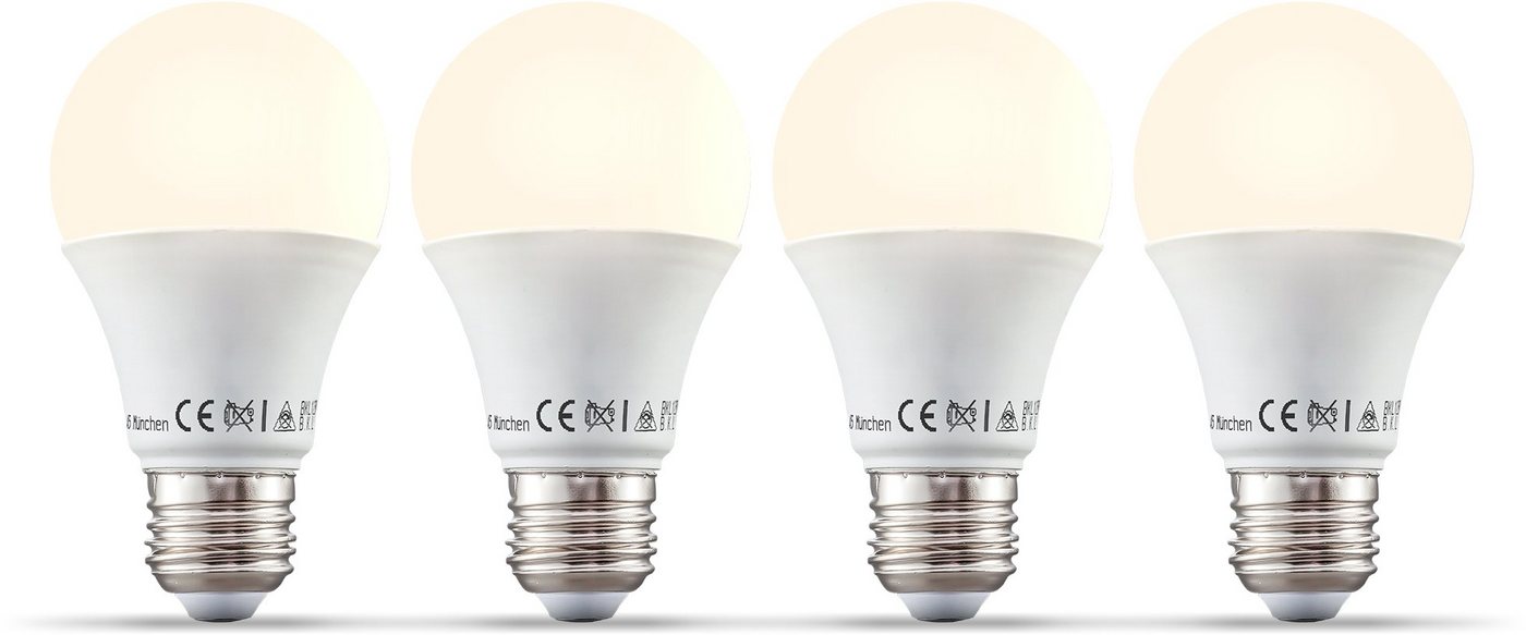 B.K.Licht LED-Leuchtmittel, E27, 4 Stück, Warmweiß, Smart Home LED-Lampe RGB WiFi App-Steuerung dimmbar Glühbirne 9W 806 Lumen-HomeTrends