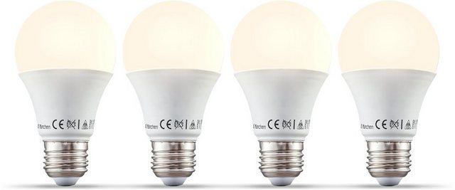 B.K.Licht LED-Leuchtmittel, E27, 4 Stück, Warmweiß, Smart Home LED-Lampe RGB WiFi App-Steuerung dimmbar Glühbirne 9W 806 Lumen-Otto