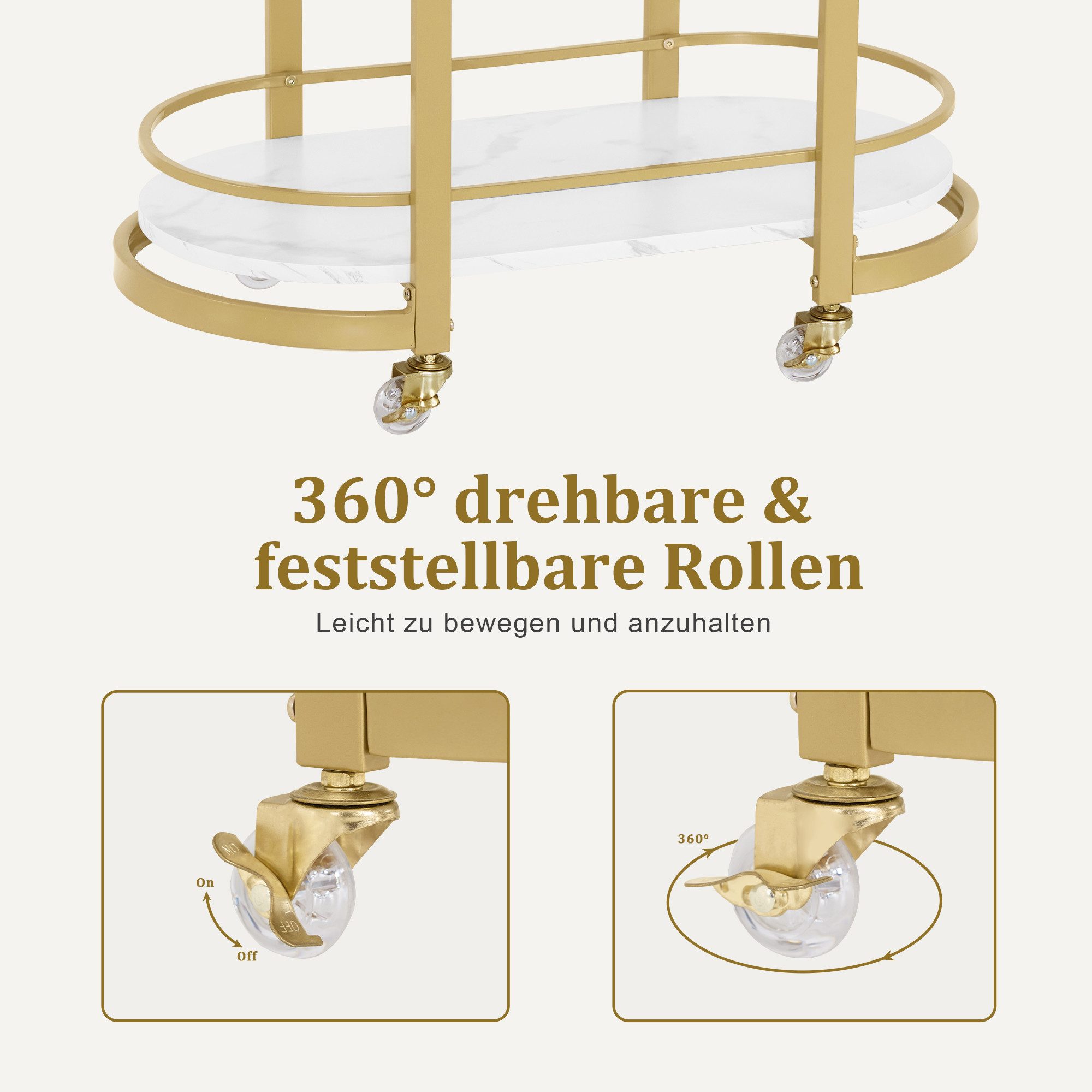 MCombo Servierwagen M MCombo Servierwagen Küchenwagen Barwagen mit Rollen, Rollwagen, 0034, Mehrzweckwagen mit 3 Ebenen, MDF – Bild 5 von 5