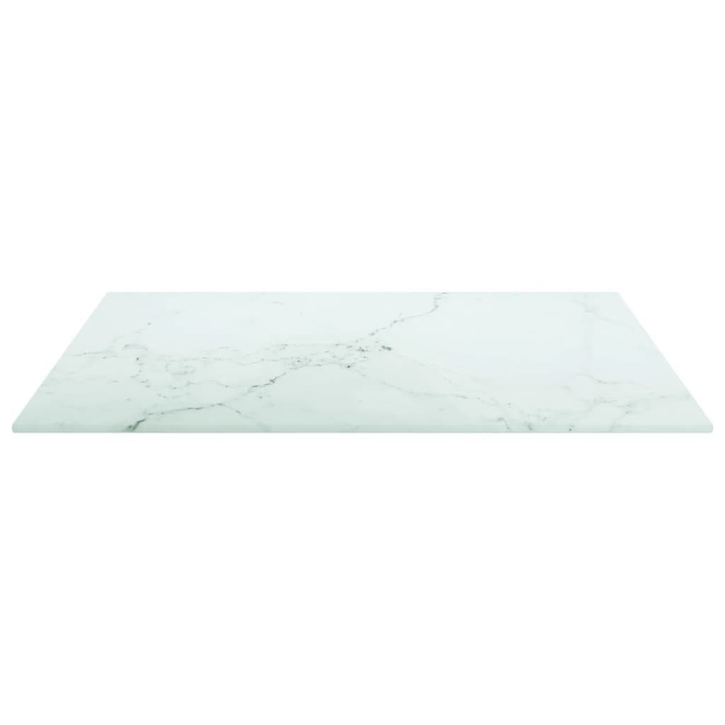 furnicato 50x50 6 in Marmoroptik St) Weiß cm Hartglas Tischplatte (1 mm