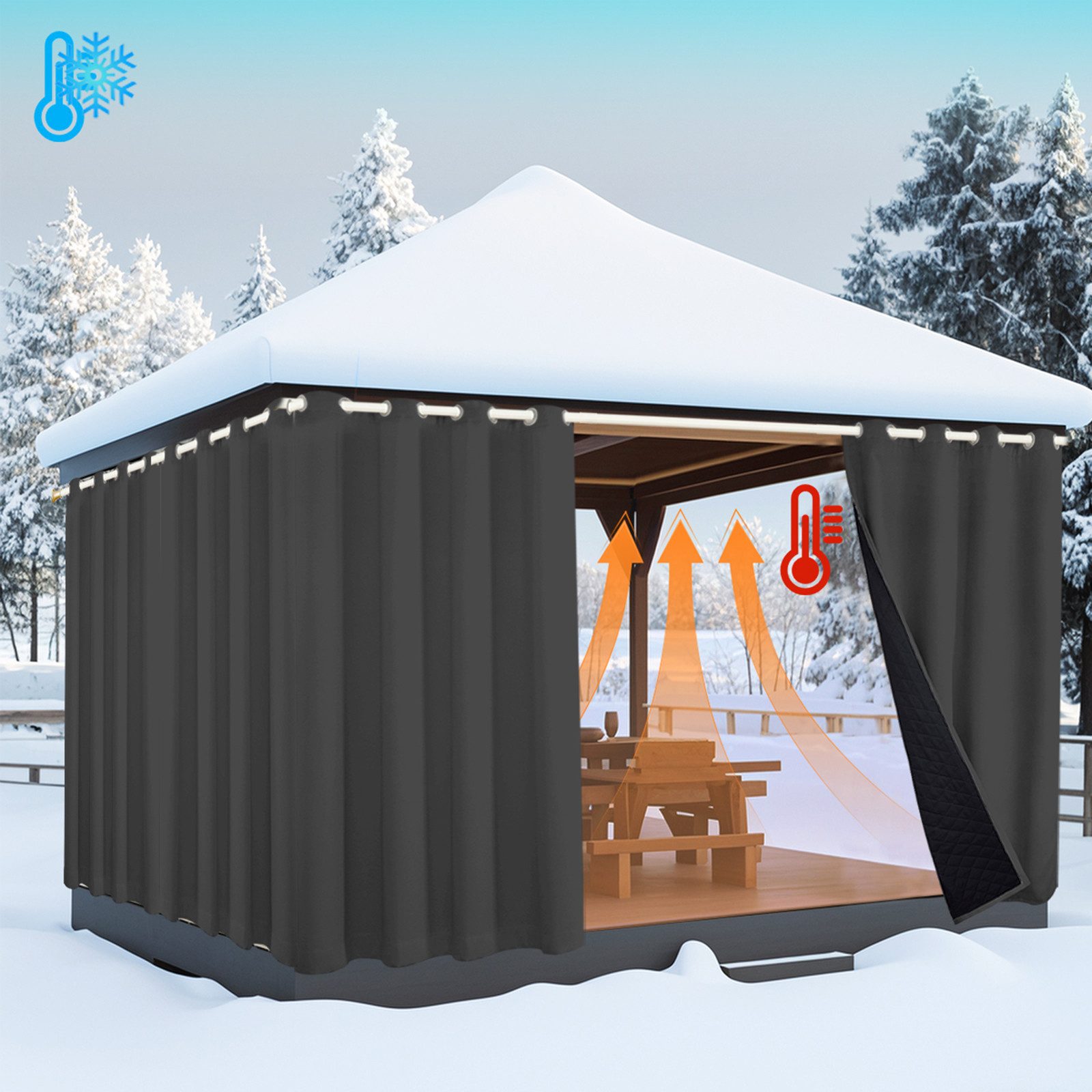 Jibenhome Outdoorgardine Outdoor Vorhang Wetterfest Wärmeisolierend Dicke G günstig online kaufen