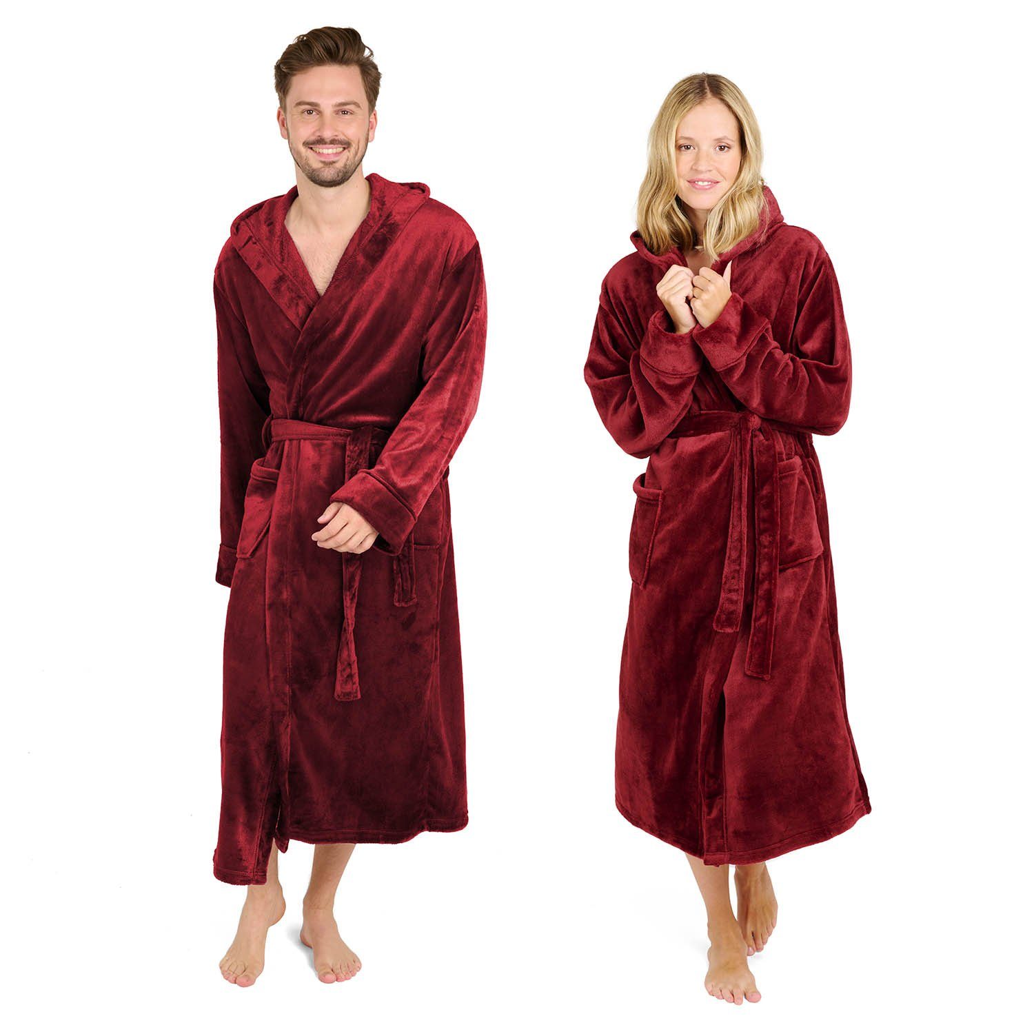 Blumtal Bademantel Bademantel Damen und Herren - kuschelig weicher Fleece Bademantel, mit Kapuze & Fronttasche