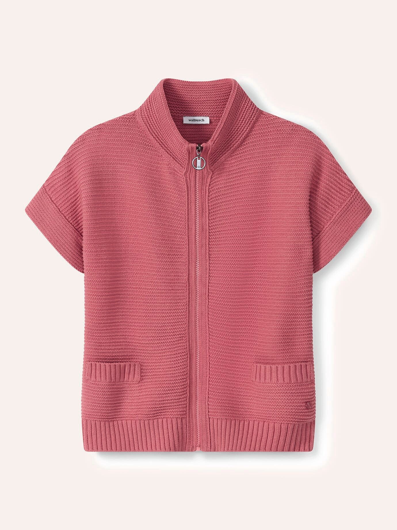 Walbusch Strickweste Damen Baumwoll-Zip-Strickweste atmungsaktiv pflegeleicht Weste mit Stehkragen, Reißverschluss, 2 Taschen, formbeständig