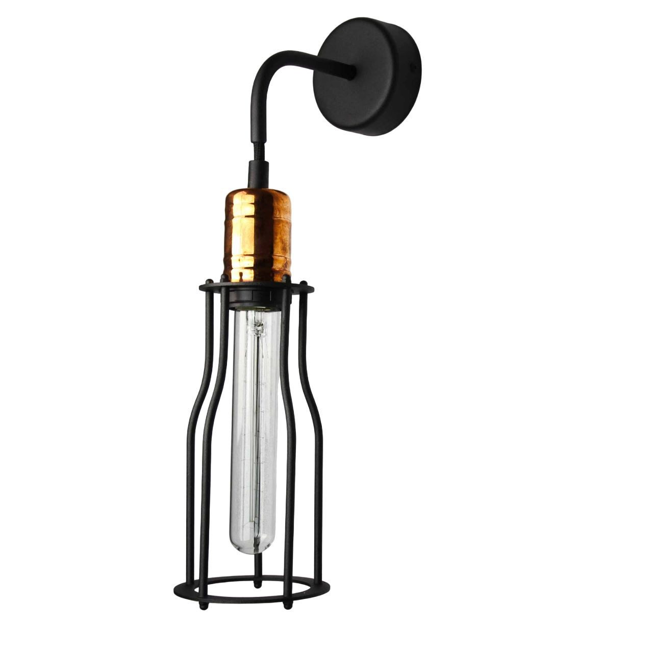 Licht-Erlebnisse Wandleuchte WORKSHOP, ohne Leuchtmittel, Wandlampe Schwarz Kupfer Industrie vintage Steam Punk Wohnzimmer Lampe