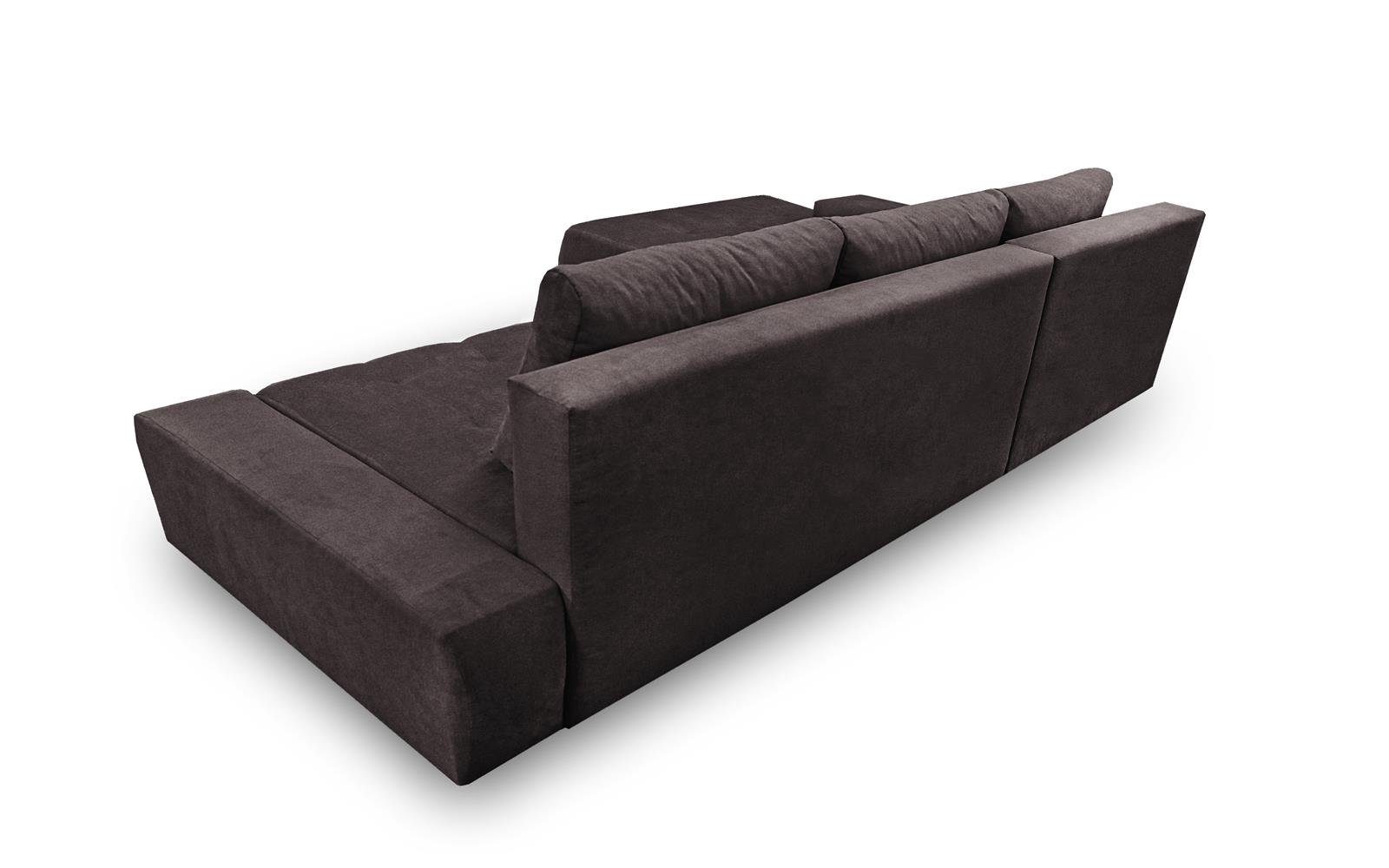 Ecksofa Wohnzimmer (aston Braun Schlaffunktion, Beautysofa Couch mit Ecksofa 04) Bettkasten DRACO Sofa