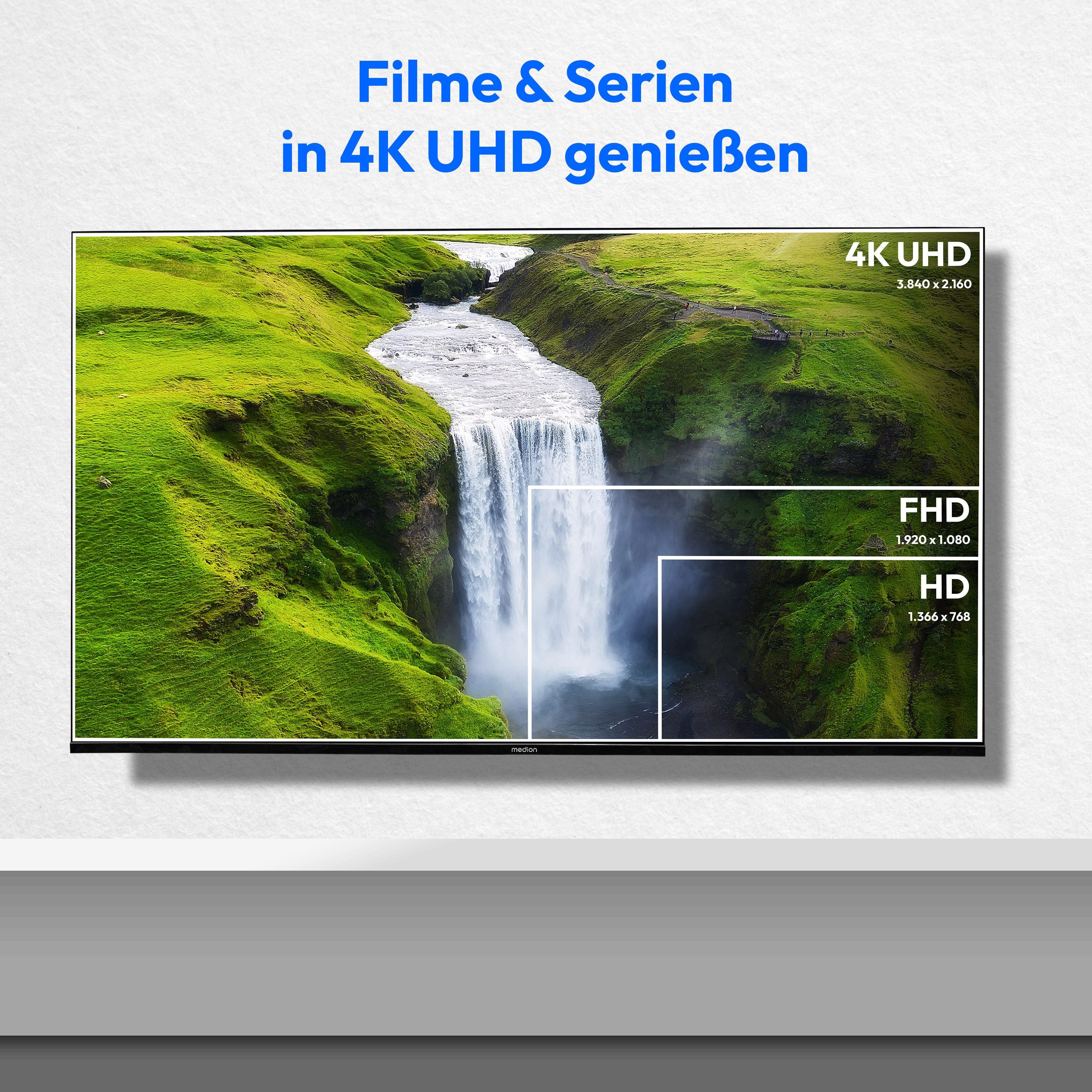 Medion® MD850601 QLED-Fernseher (126.9 cm/50 Zoll, 4K Ultra HD, Smart-TV, Dolby Vision, Dolby Atmos, Netflix, HBO Max, Prime Video, Disney+, WOW)