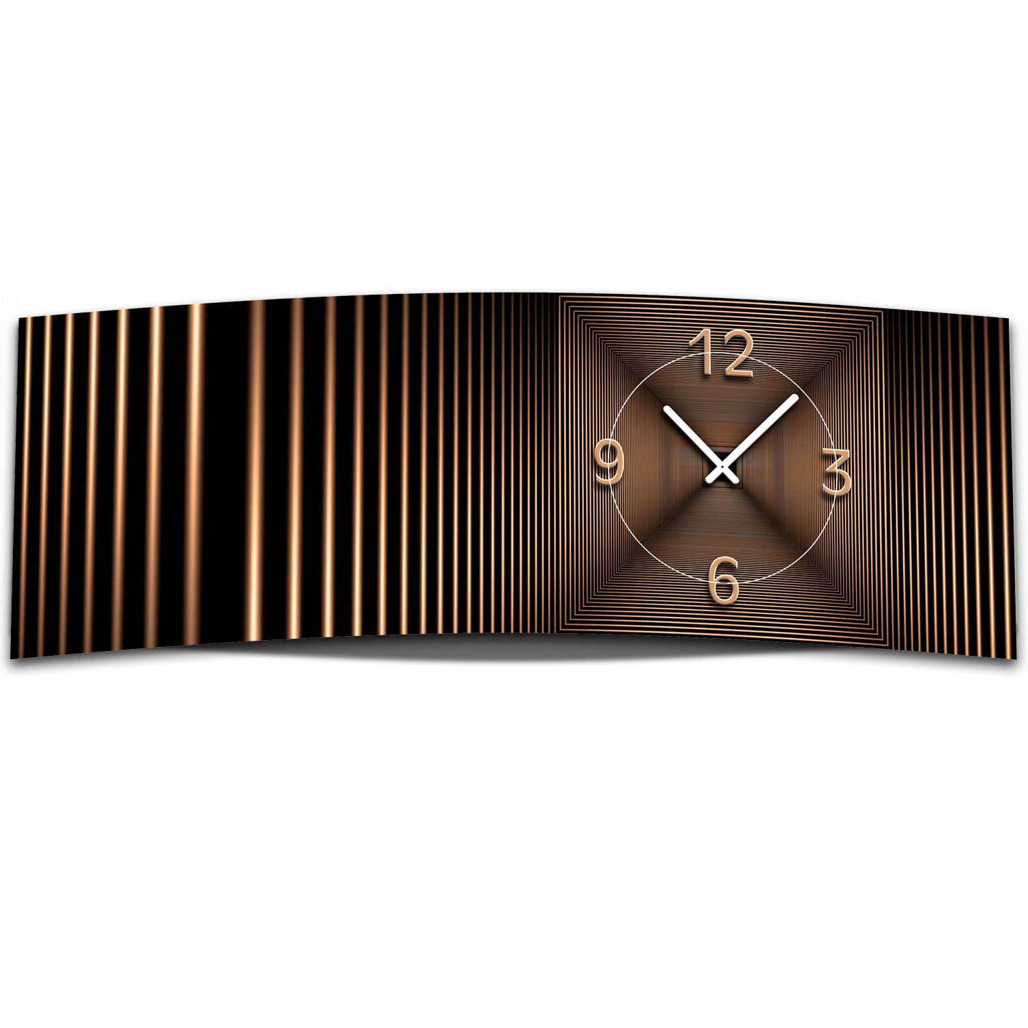 dixtime Wanduhr Wanduhr XXL 3D Optik Dixtime abstrakt bronze 30x90 cm (Einzigartige 3D-Optik aus 4mm Alu-Dibond)
